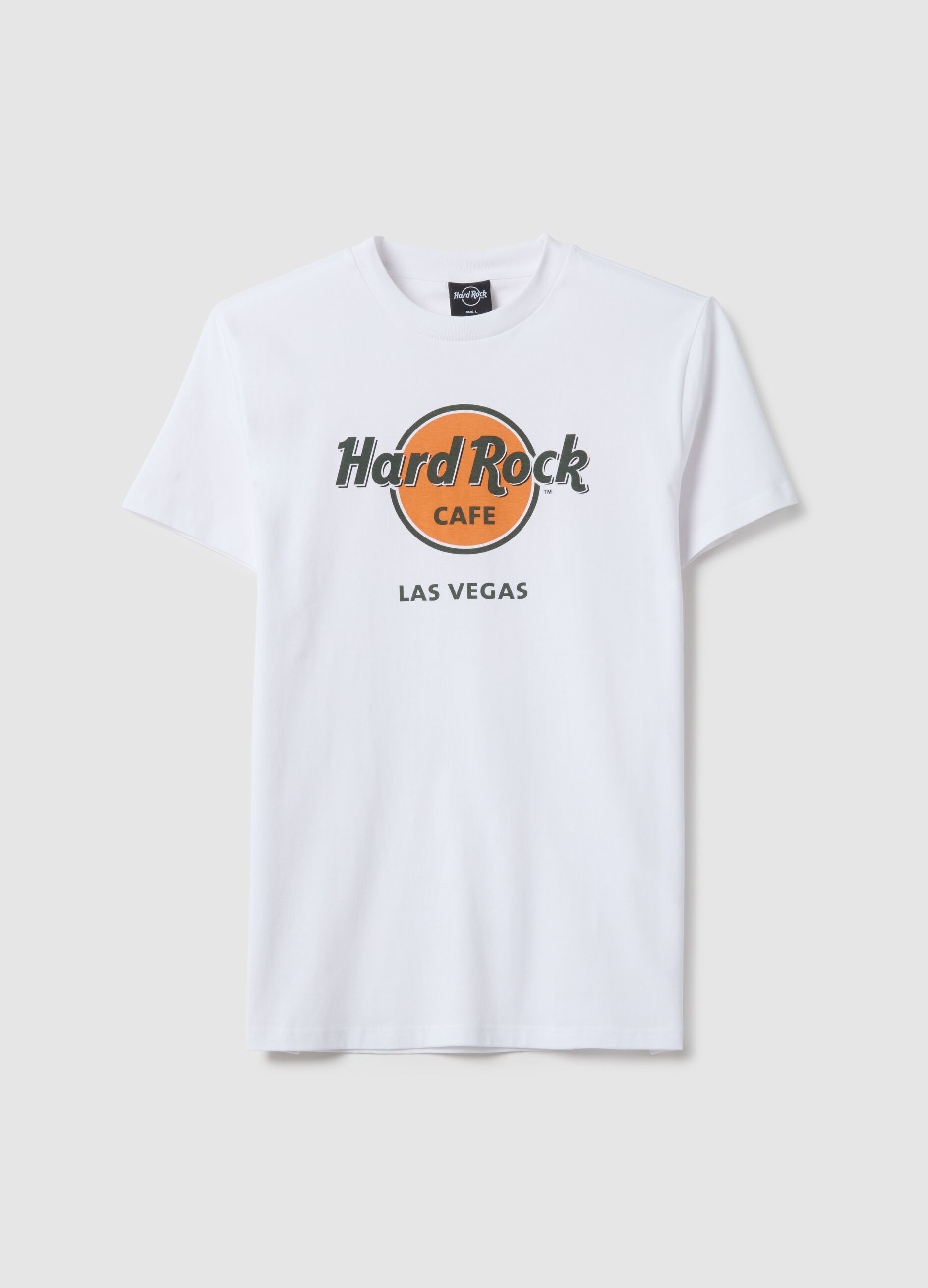 White pure cotton regular fit t-shirt with Hard Rock Cafe logo