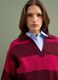 Maglia rossa in misto lana a righe con colletto polo_0