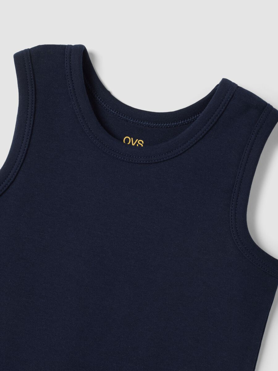 2-pack boys&rsquo; white and blue organic cotton tank tops with crew neck_2