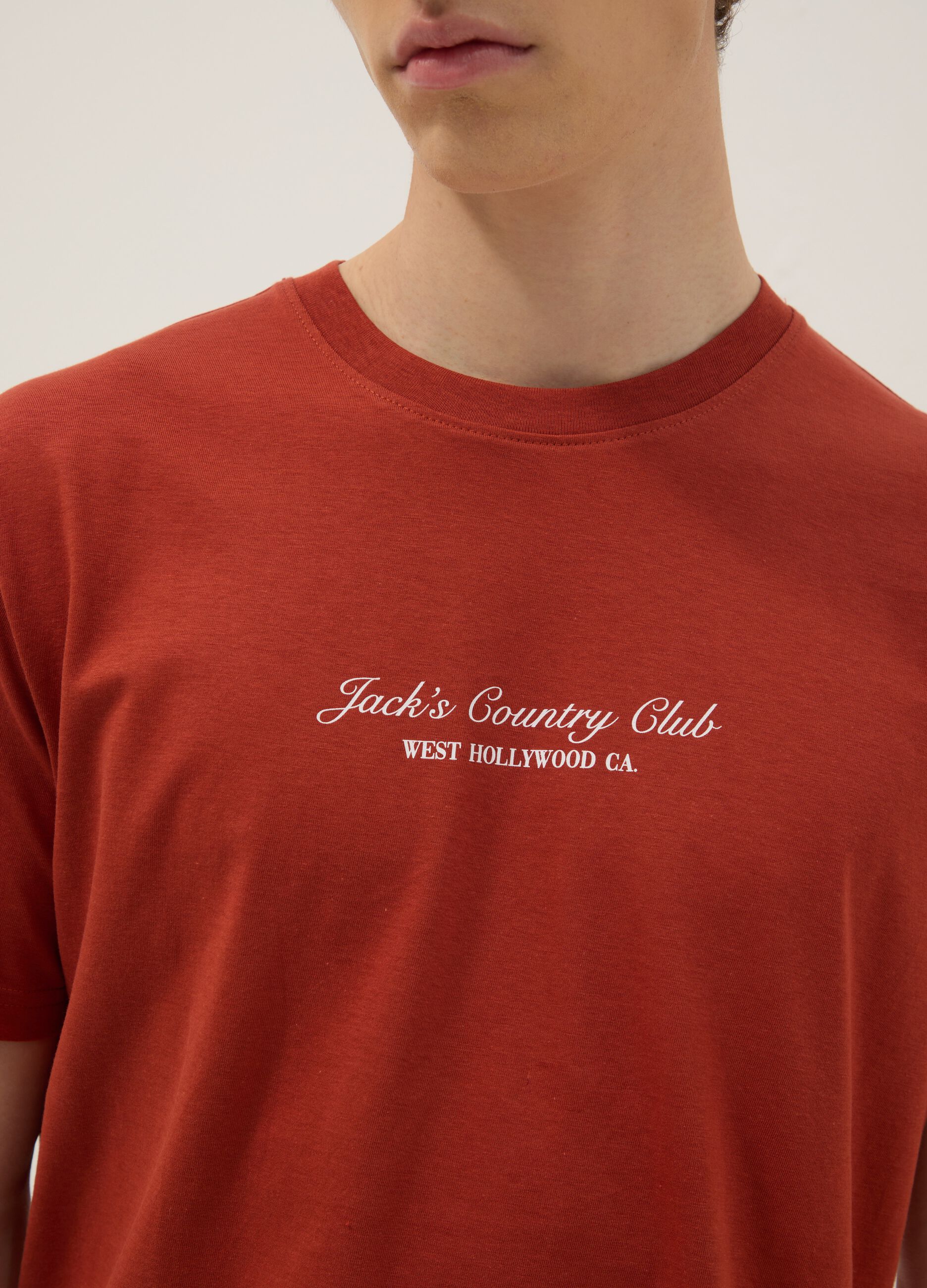 Red slogan T-shirt in pure cotton, regular fit