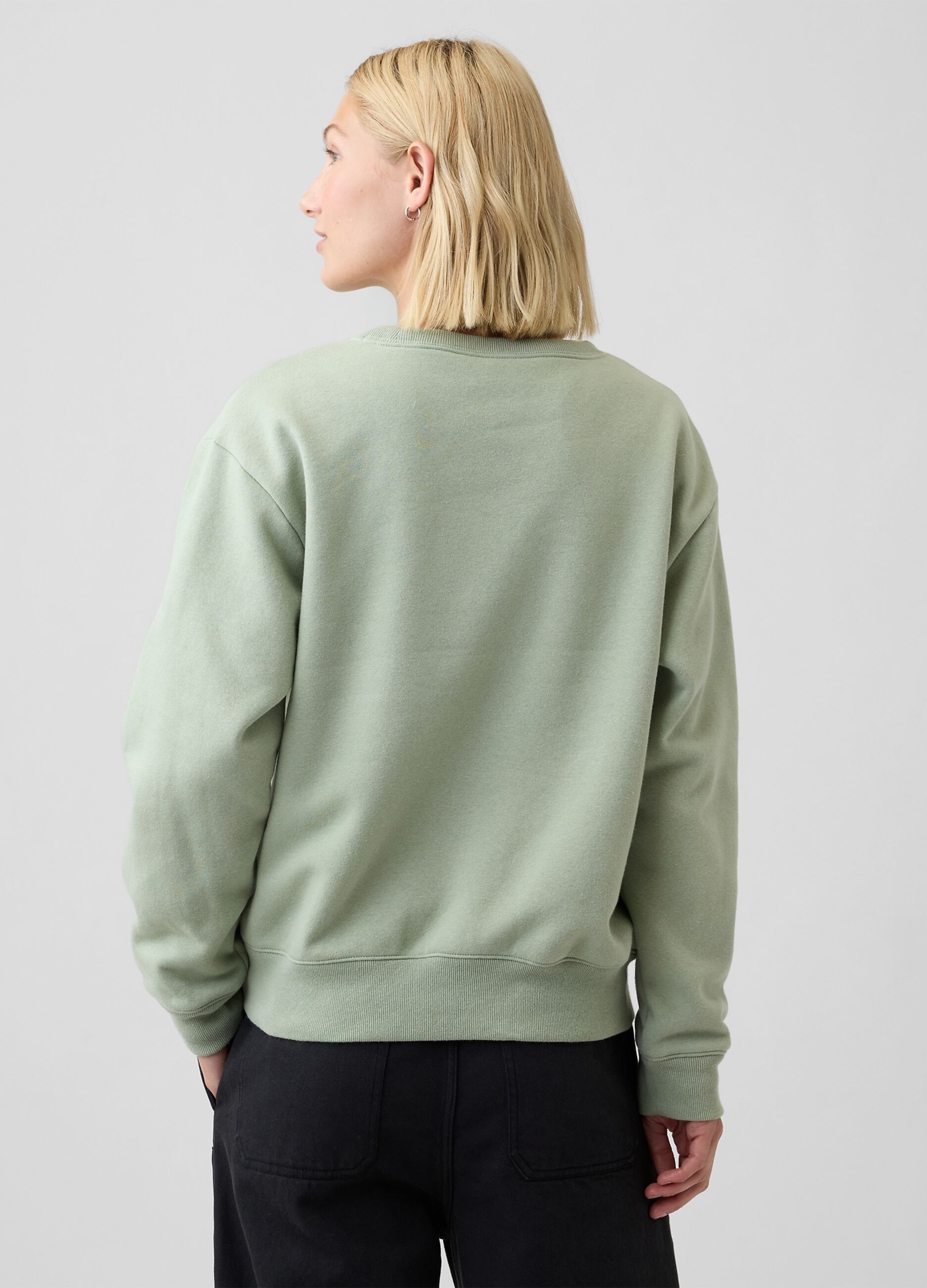Sage green GAP logo cotton-blend crewneck sweatshirt