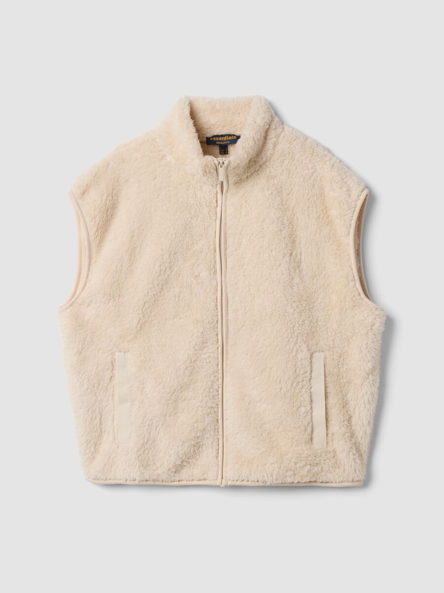 White regular-fit teddy-effect gilet_0