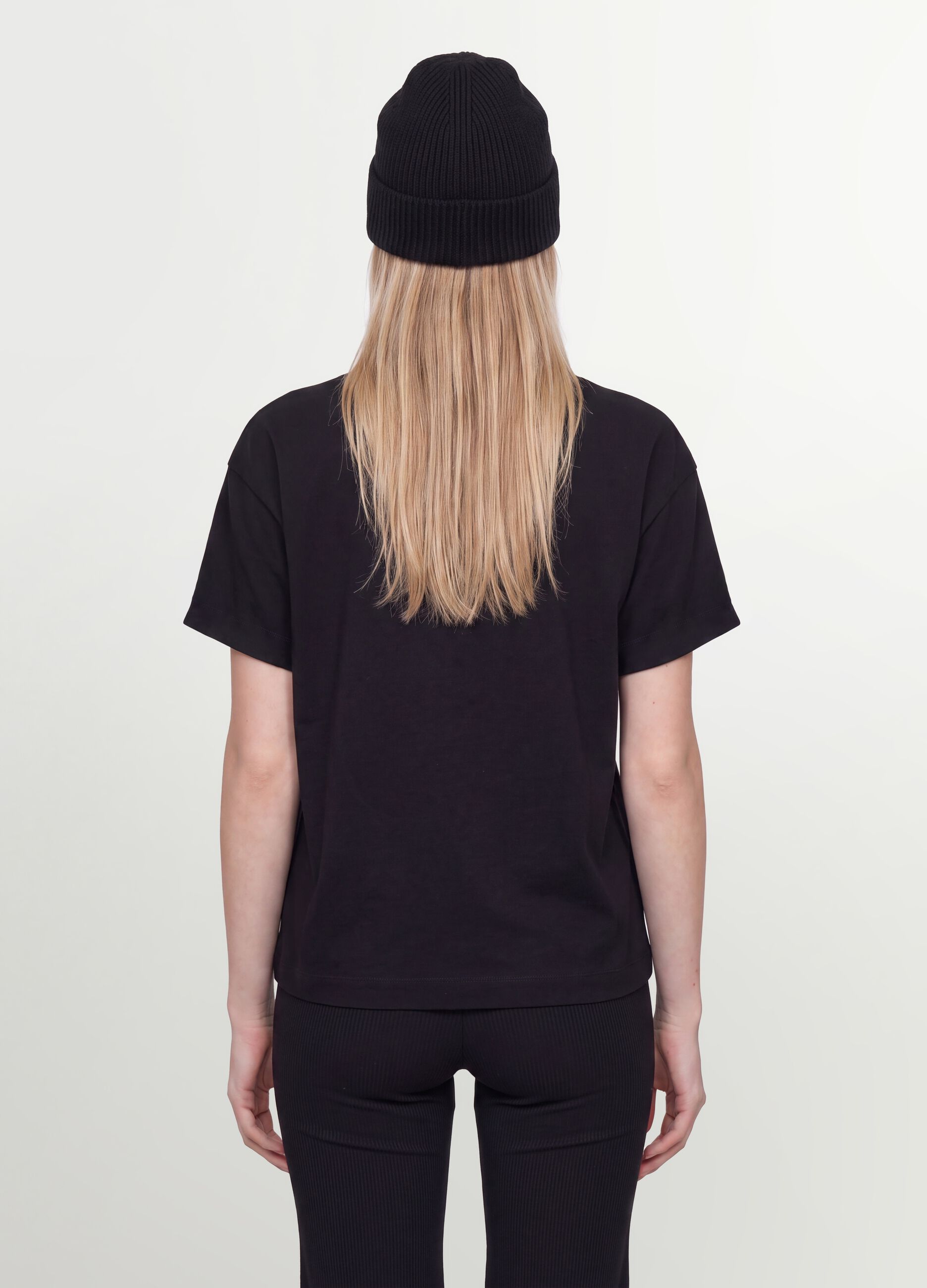 Black oversized-fit pure cotton short-sleeve T-shirt