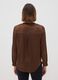 Camicia marrone in tessuto elasticizzato con collo coreano_3