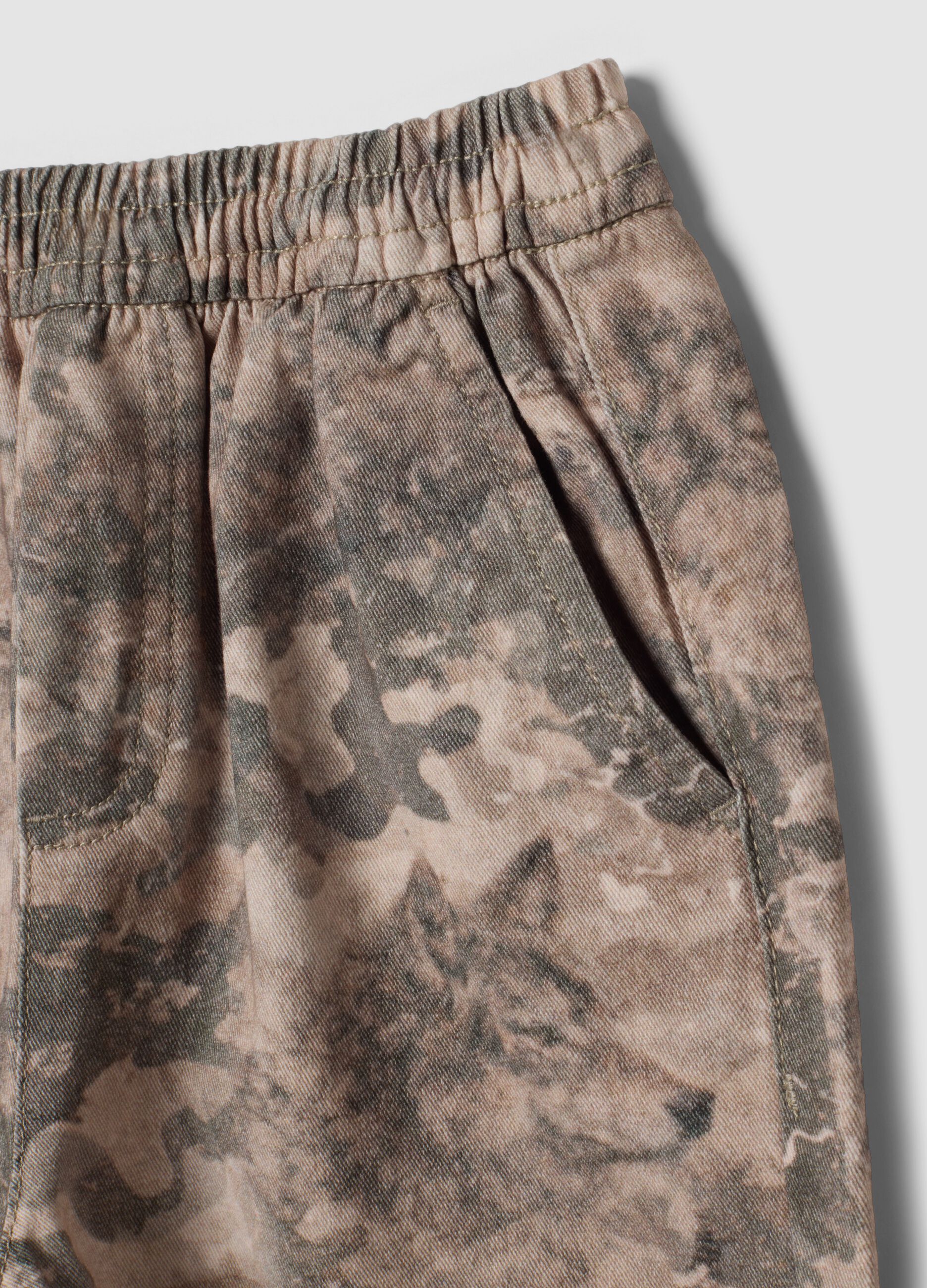 Beige and taupe camo baggy cargo trousers in pure cotton