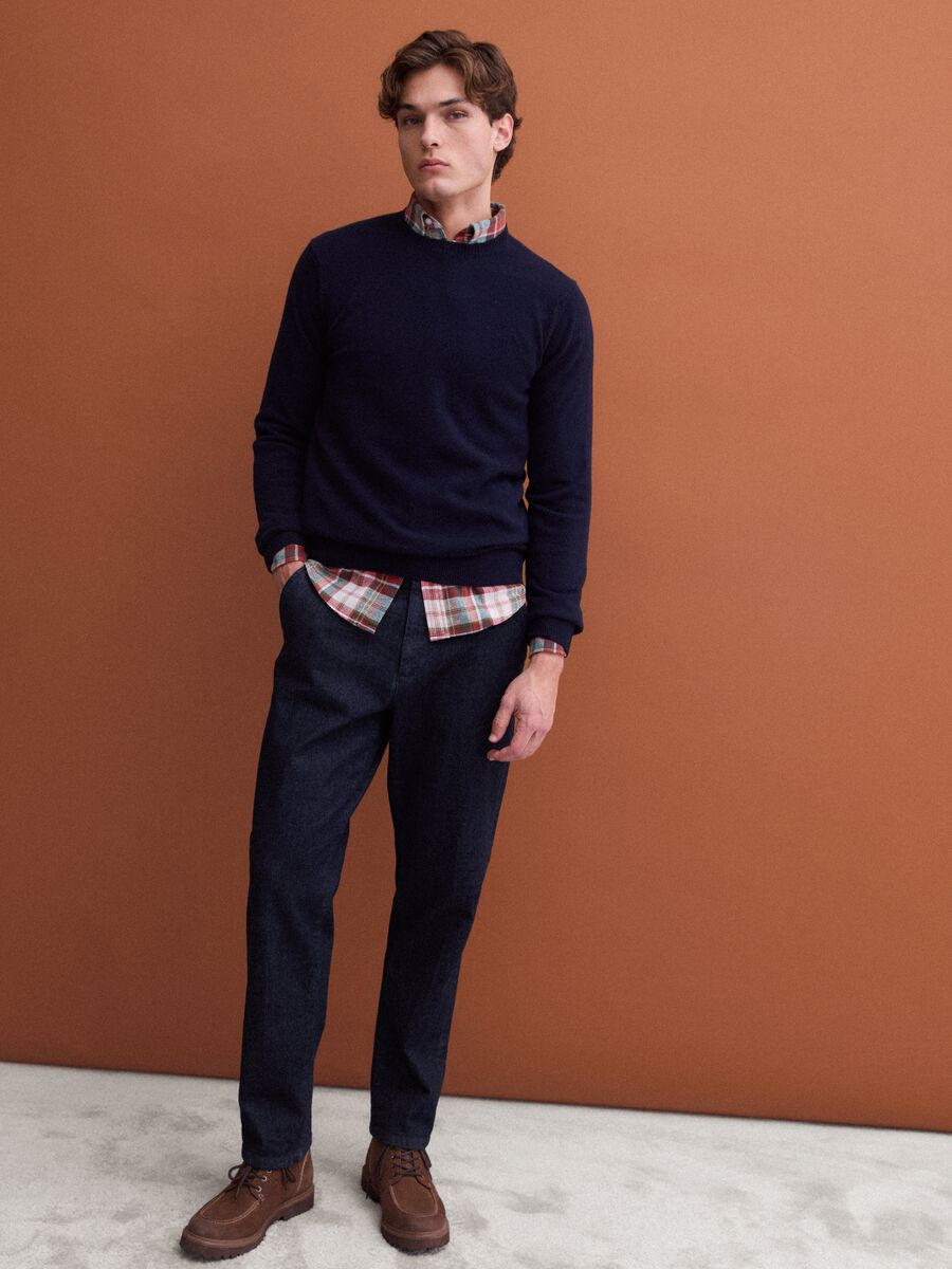 Blue pure wool crew-neck jumper, regular fit_2