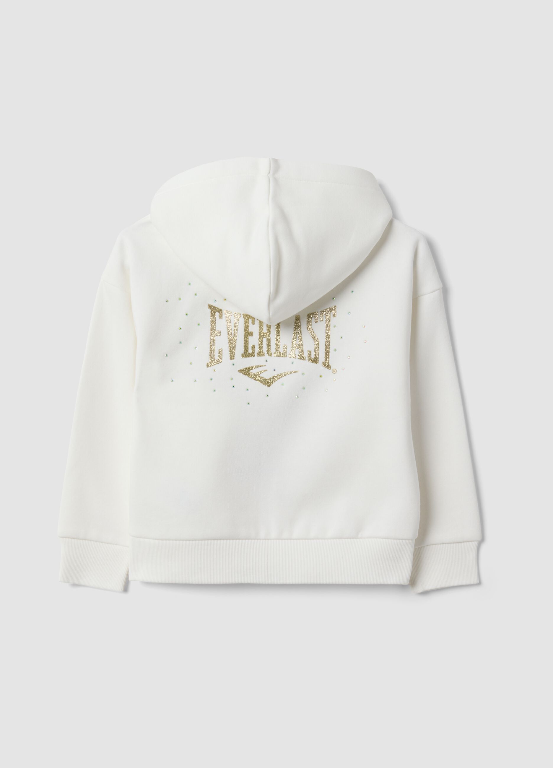 White cotton-blend hooded sweatshirt for girls