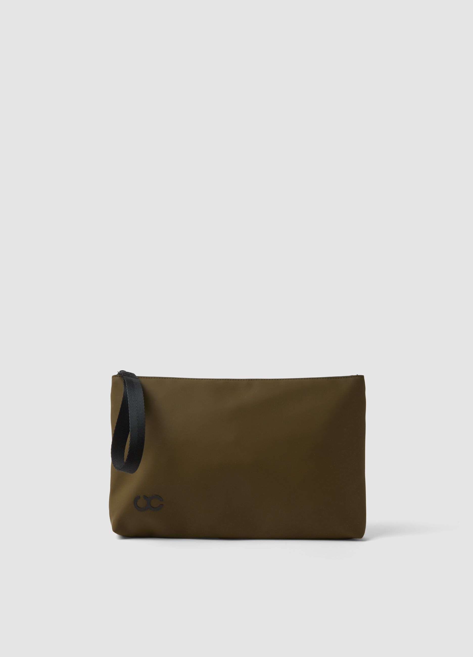 Green wristlet pouch with zip