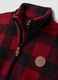 Red heavy check jacket with zip and high neck_1