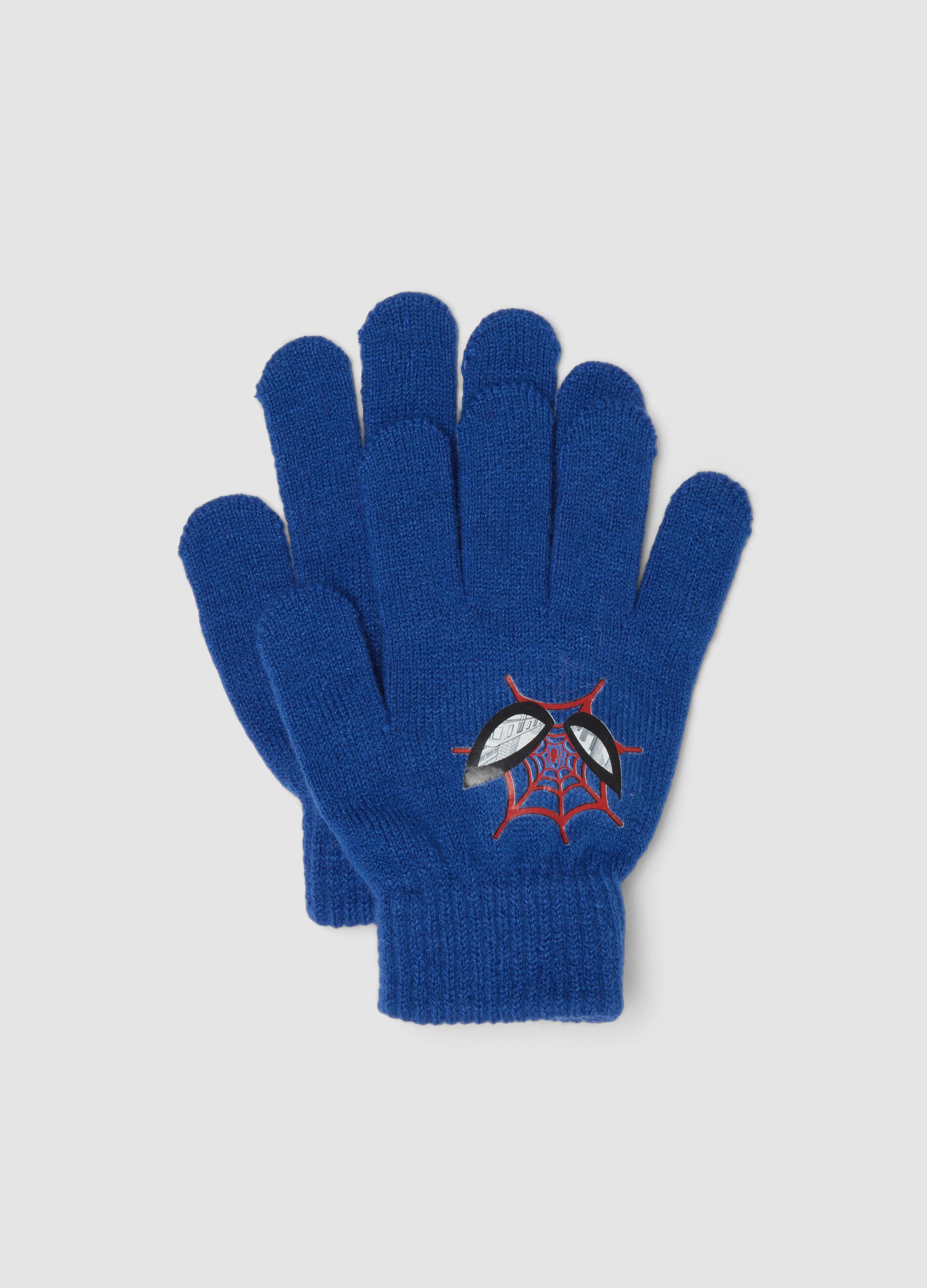 Blue gloves with MARVEL Spider-Man print