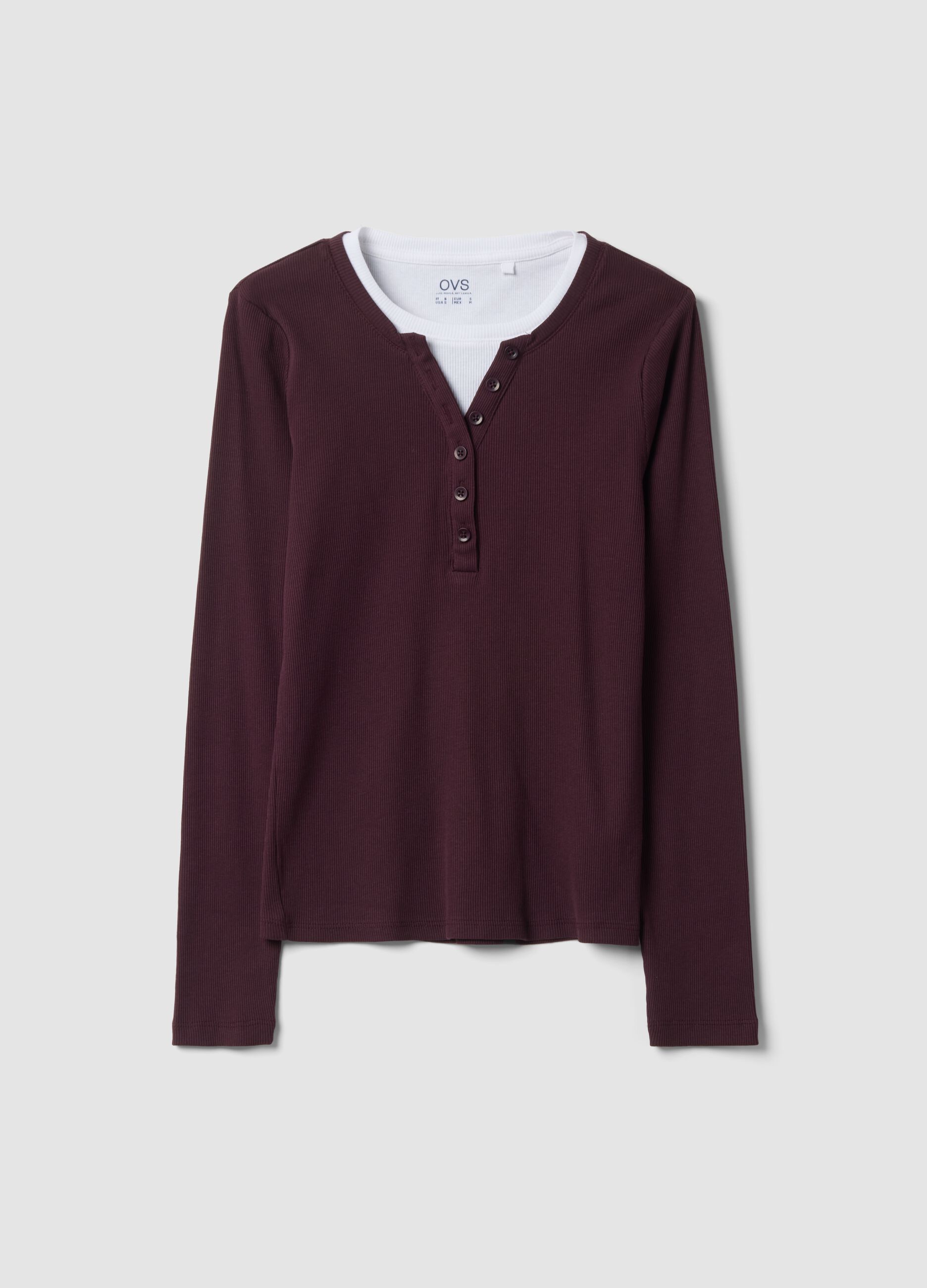 Purple crew-neck pure cotton T-shirt