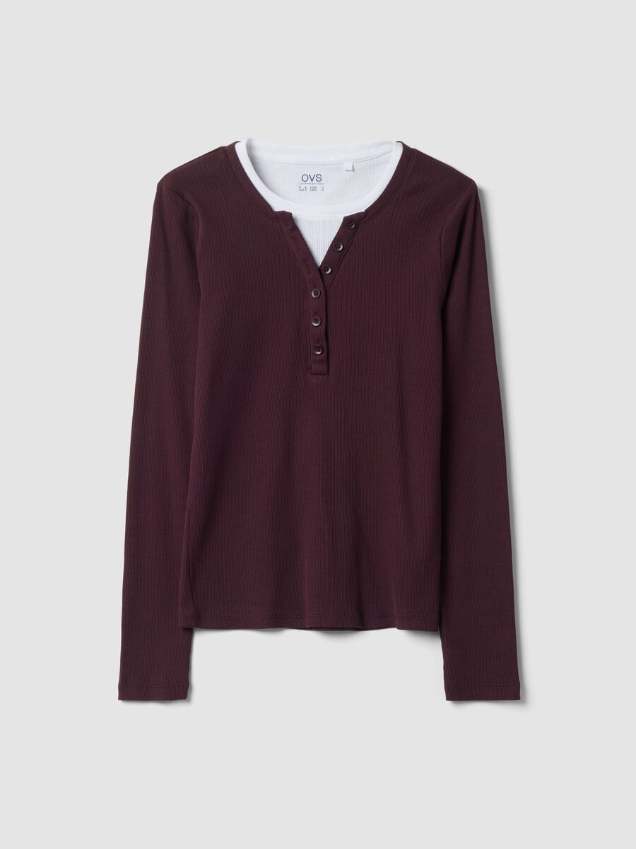 Purple crew-neck pure cotton T-shirt_0