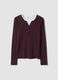 Purple crew-neck pure cotton T-shirt_0