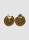 Round braided brown earrings with gold-tone detail_0