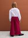Red velvet wide-leg trousers in stretch cotton with floral embroidery_1