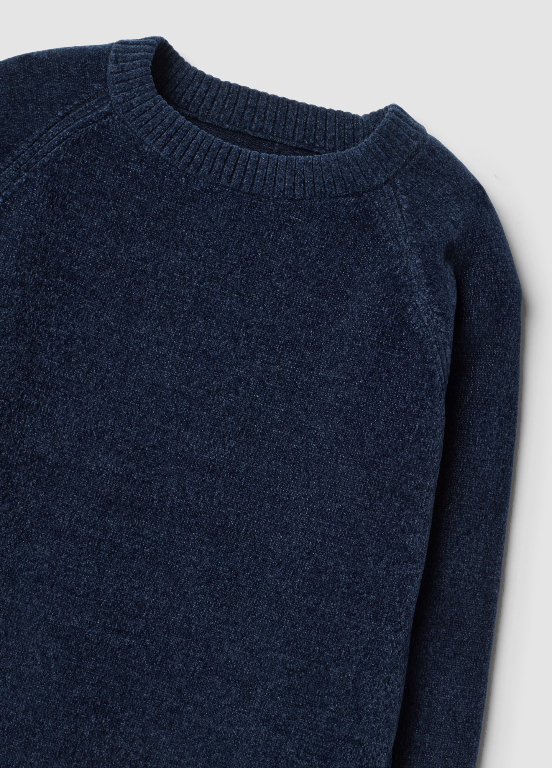 Blue stretch crew-neck top
