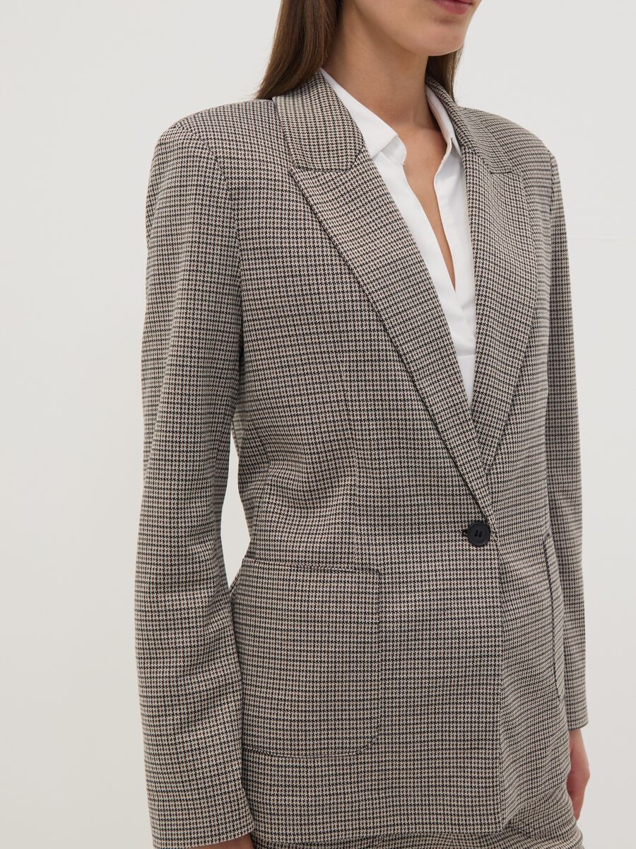 Blazer beige in viscosa elasticizzata a fantasia_2