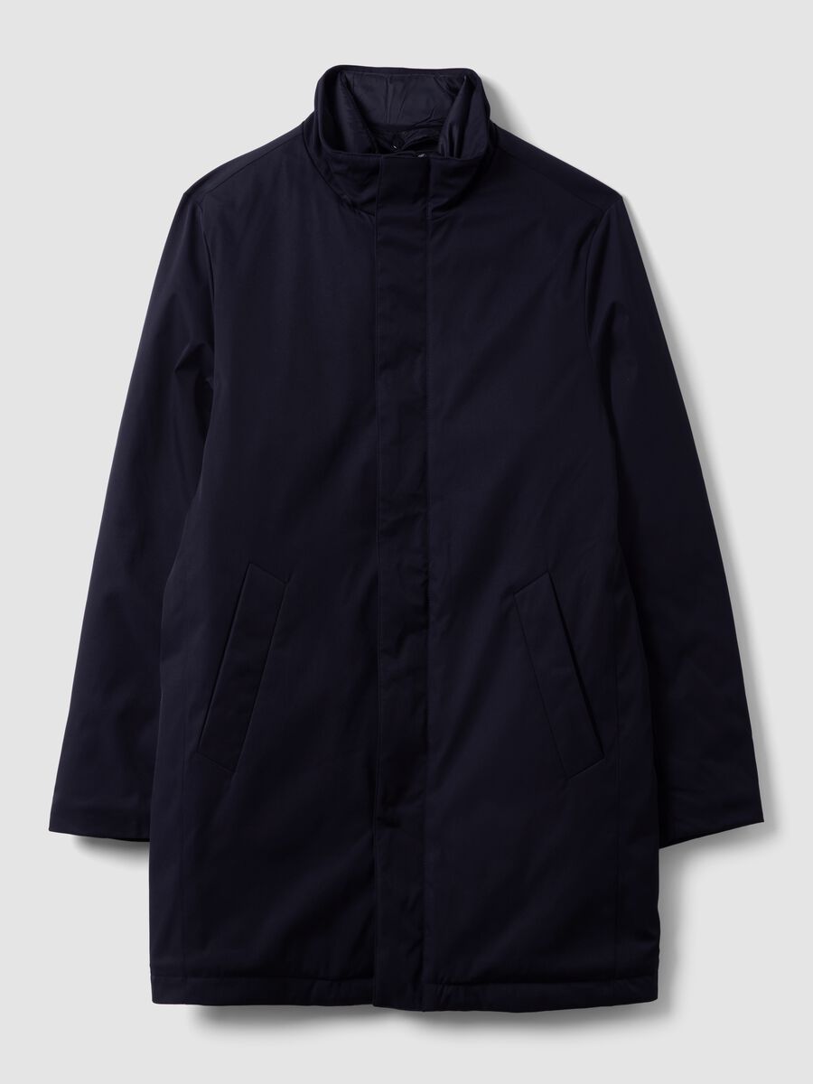 Blue padded regular-fit coat with high neck_4