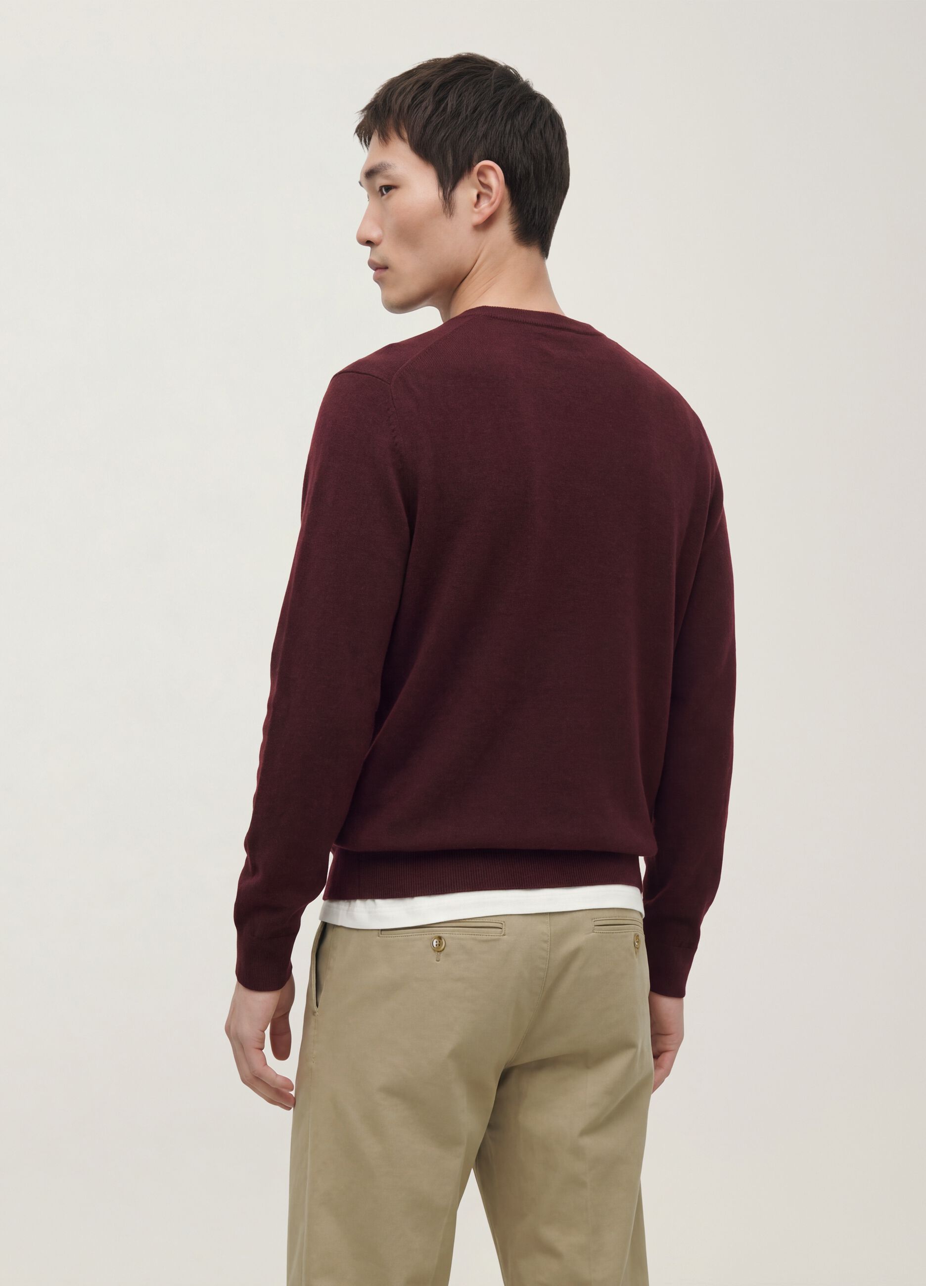 Maglia rossa in misto cotone e cashmere girocollo