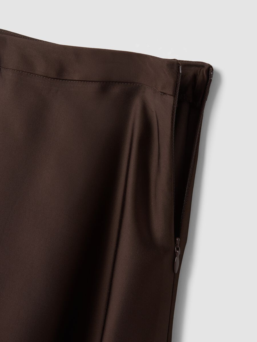 Long brown viscose-blend satin skirt_5