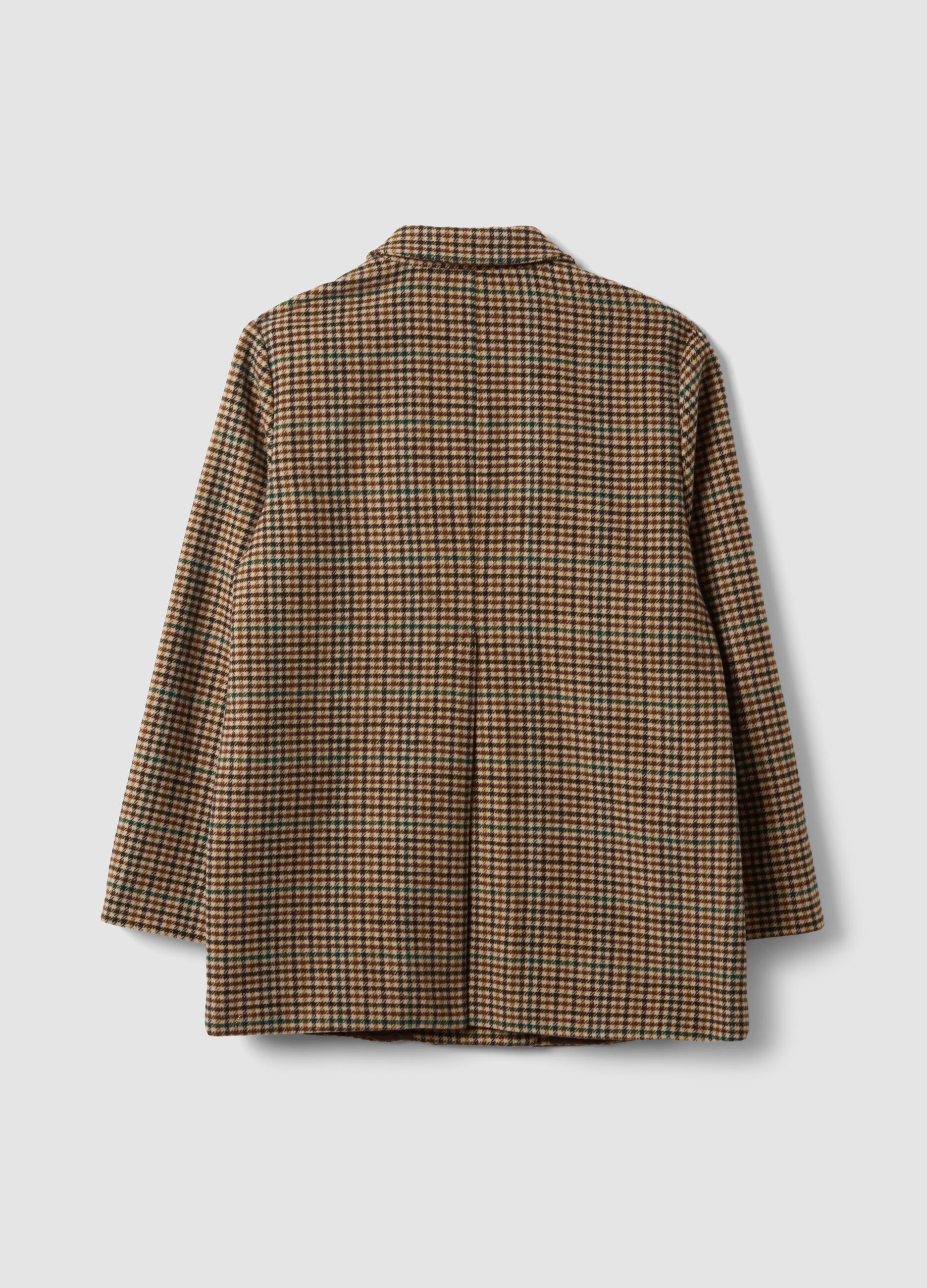 Blazer marrone in misto lana a quadri