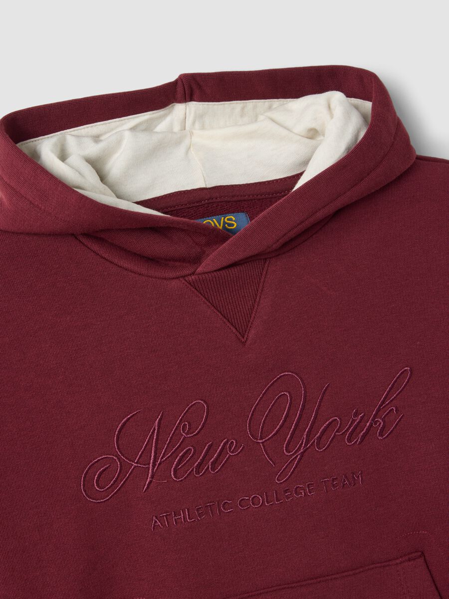 Purple cotton-blend hoodie with crew neck_2