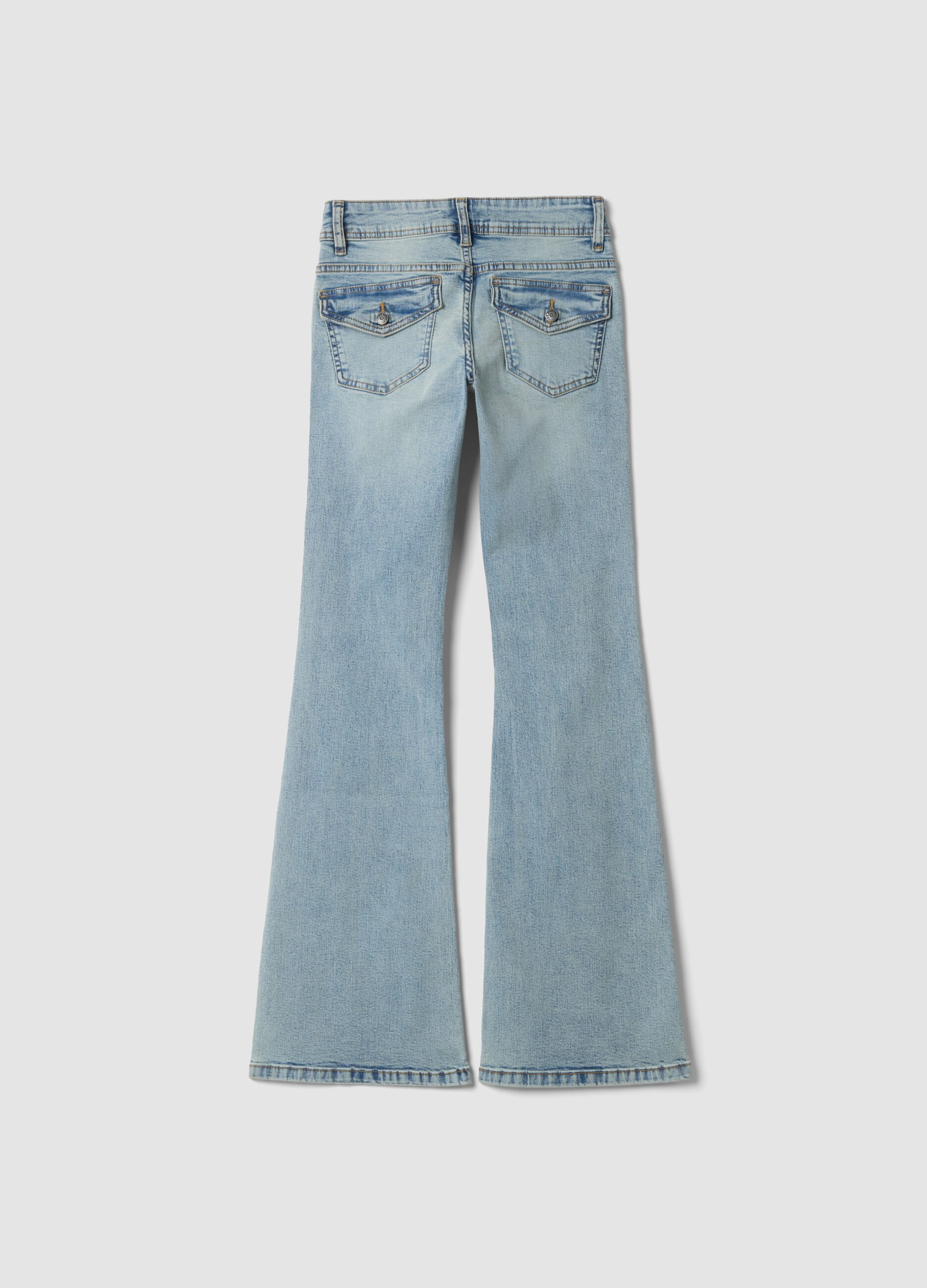 Light blue stretch cotton flare jeans