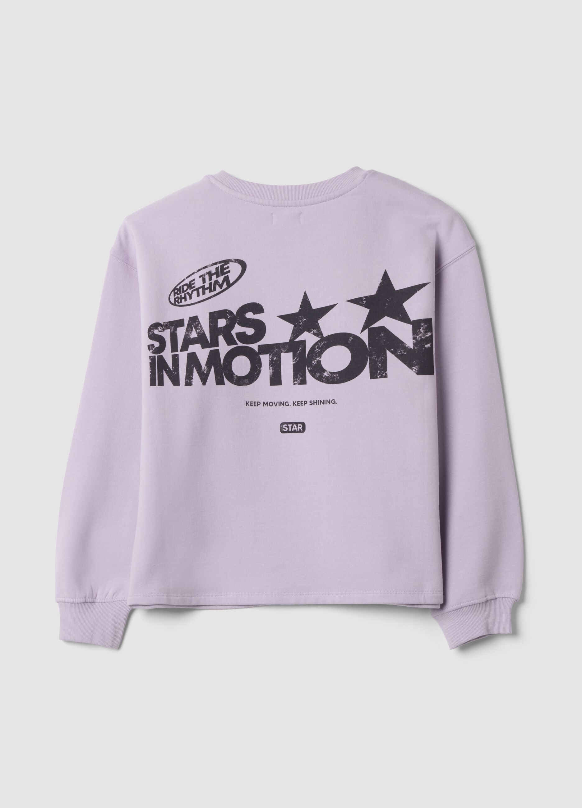 Purple organic cotton sweatshirt with ribbed collar
