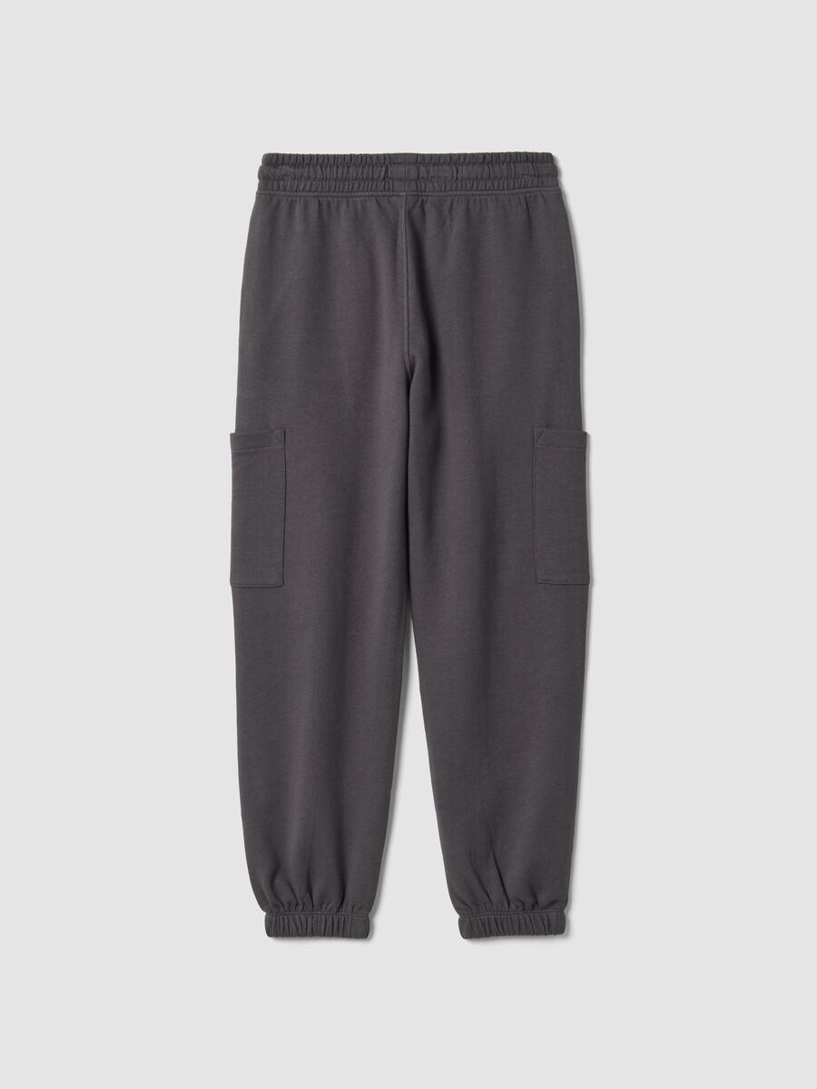 Pantaloni jogger grigi in puro cotone con tasche cargo relaxed fit_1