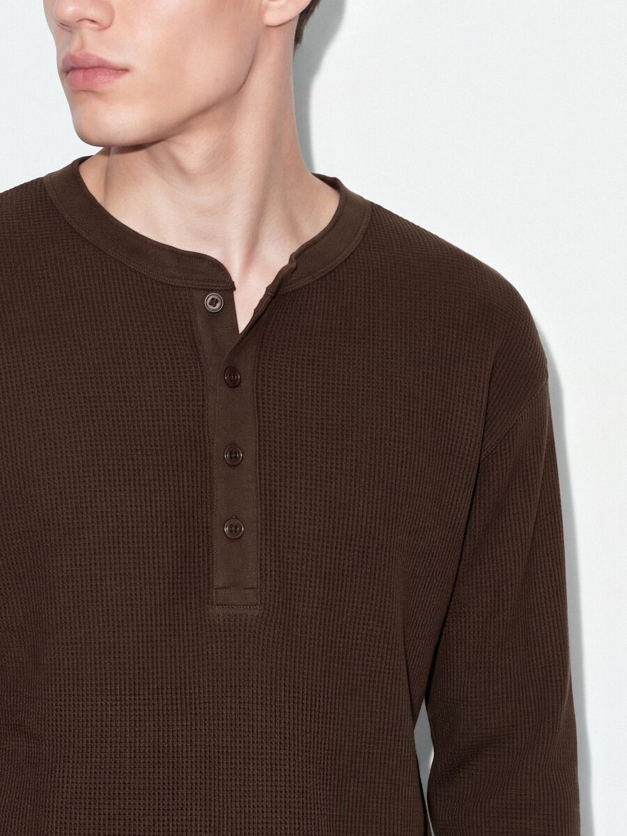 Maglia marrone chiaro girocollo in puro cotone over fit_2