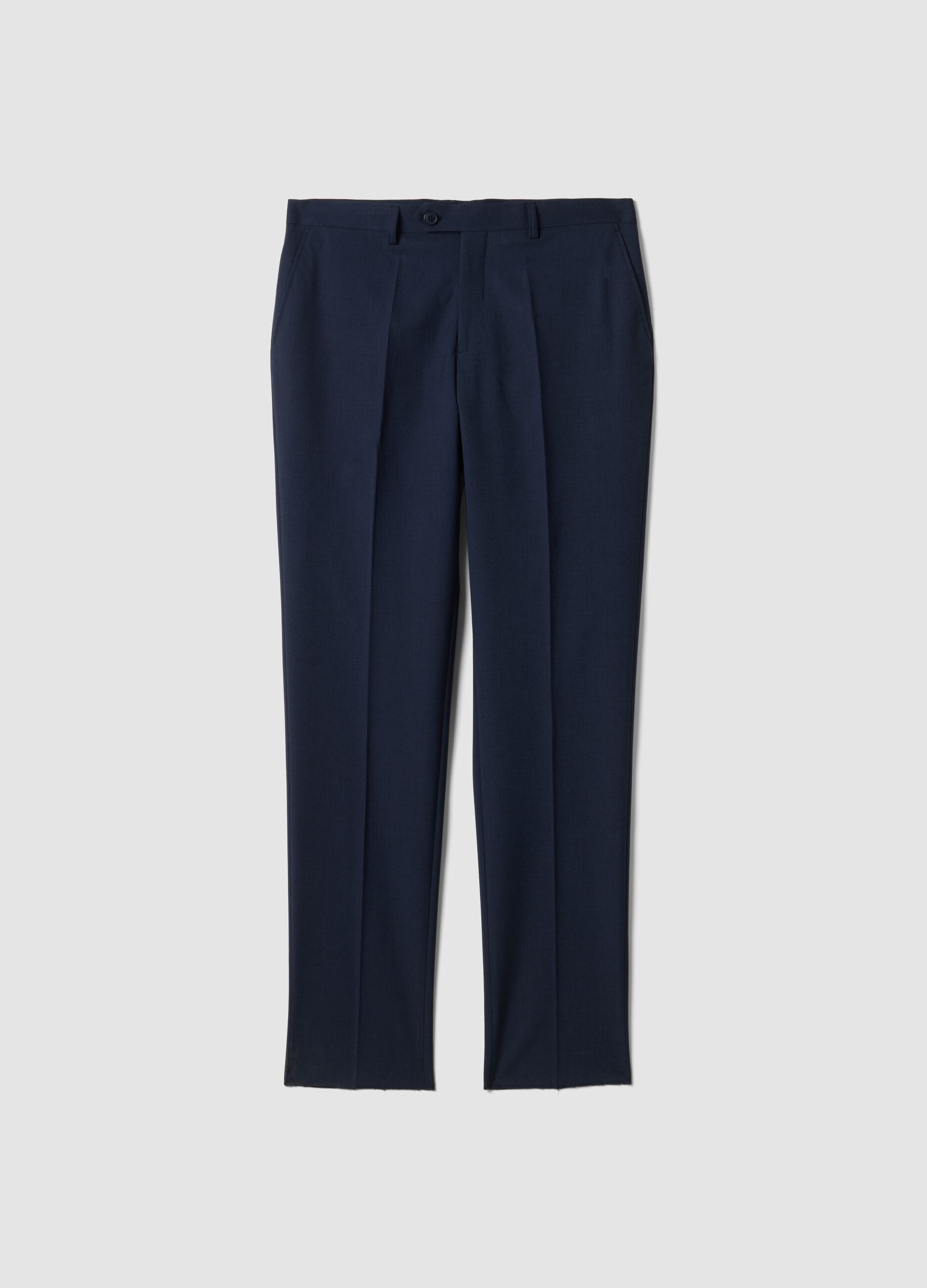 Blue regular-fit stretch viscose trousers