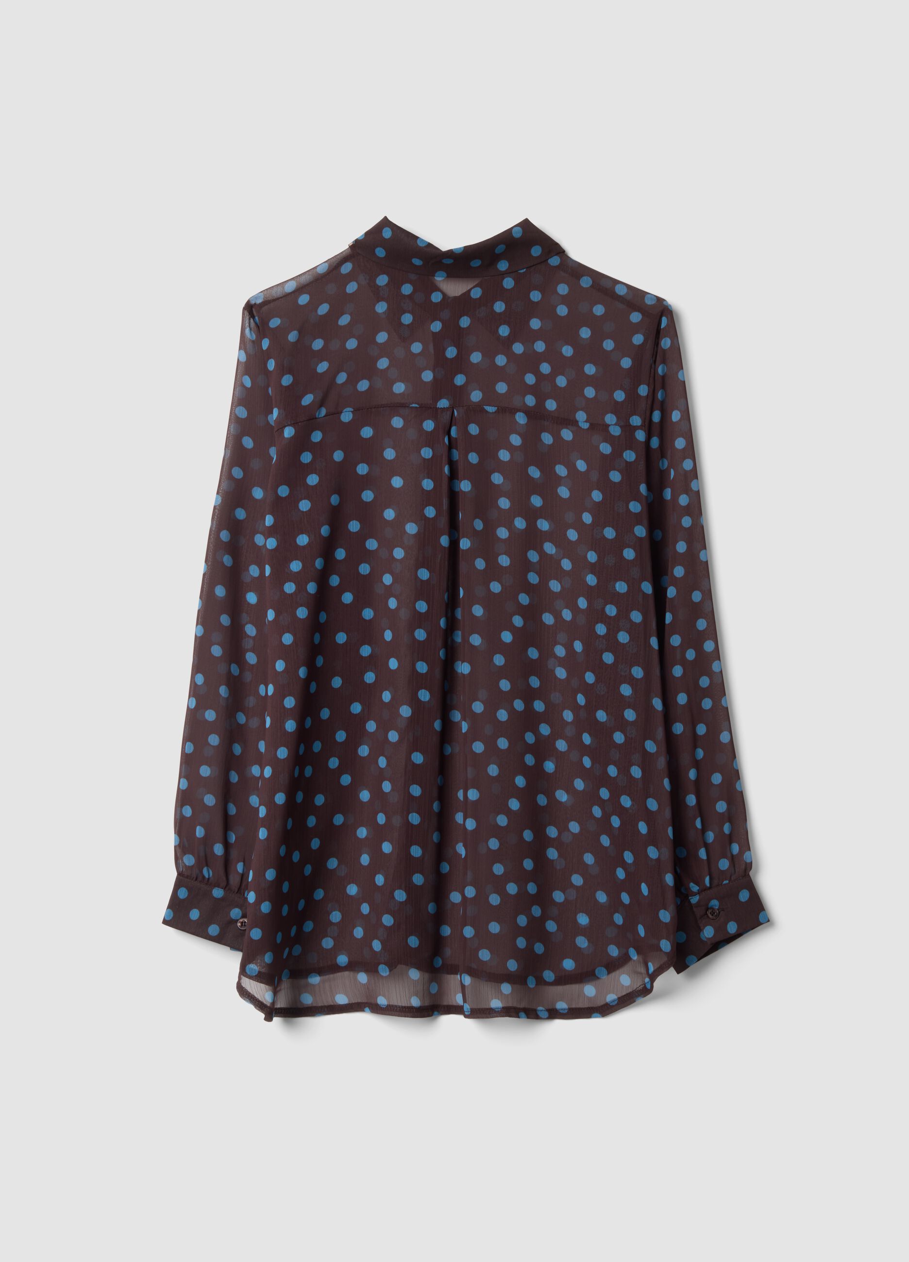 Brown and blue polka-dot regular-fit shirt