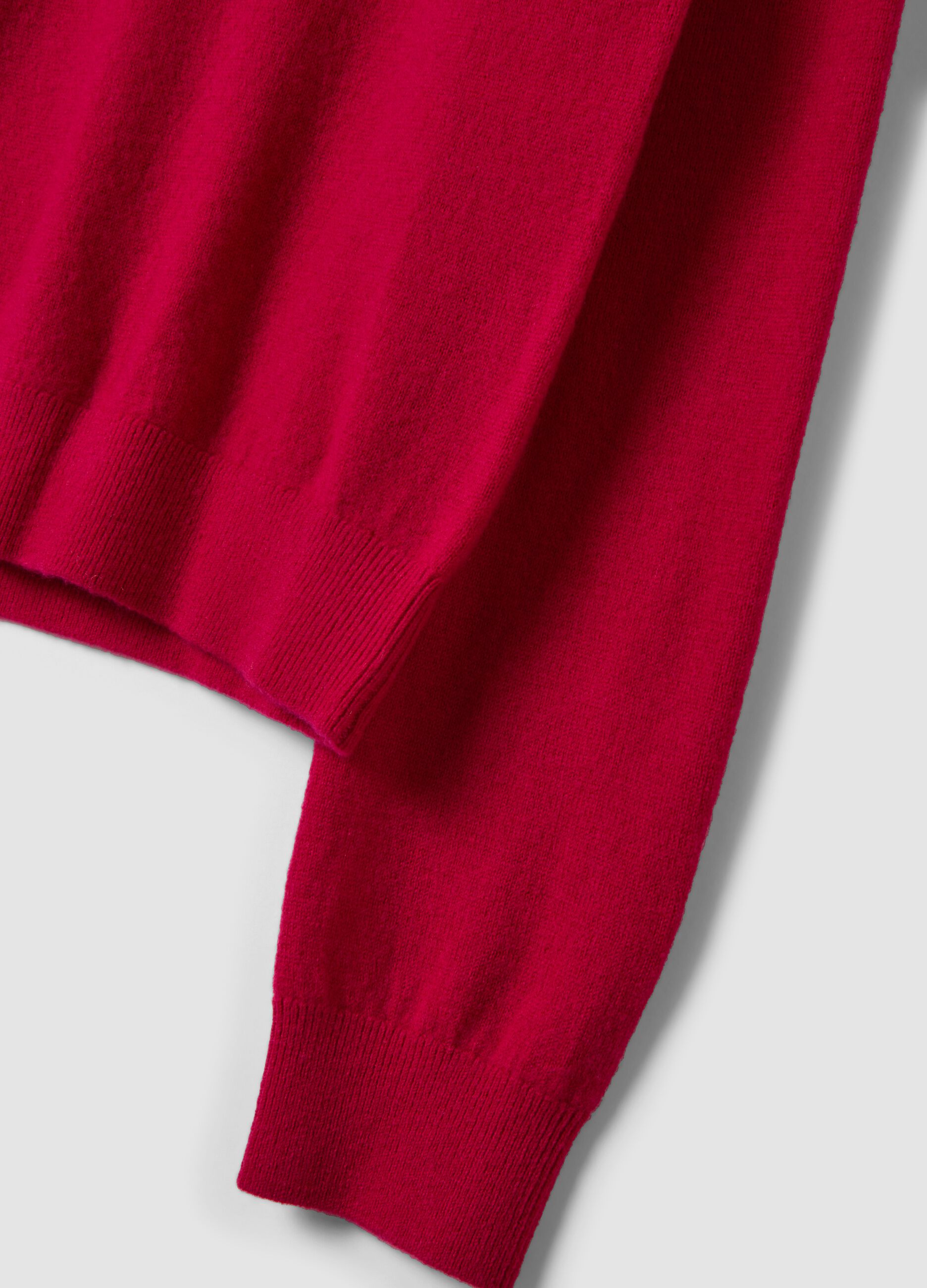 Maglia rossa in pura lana con colletto polo