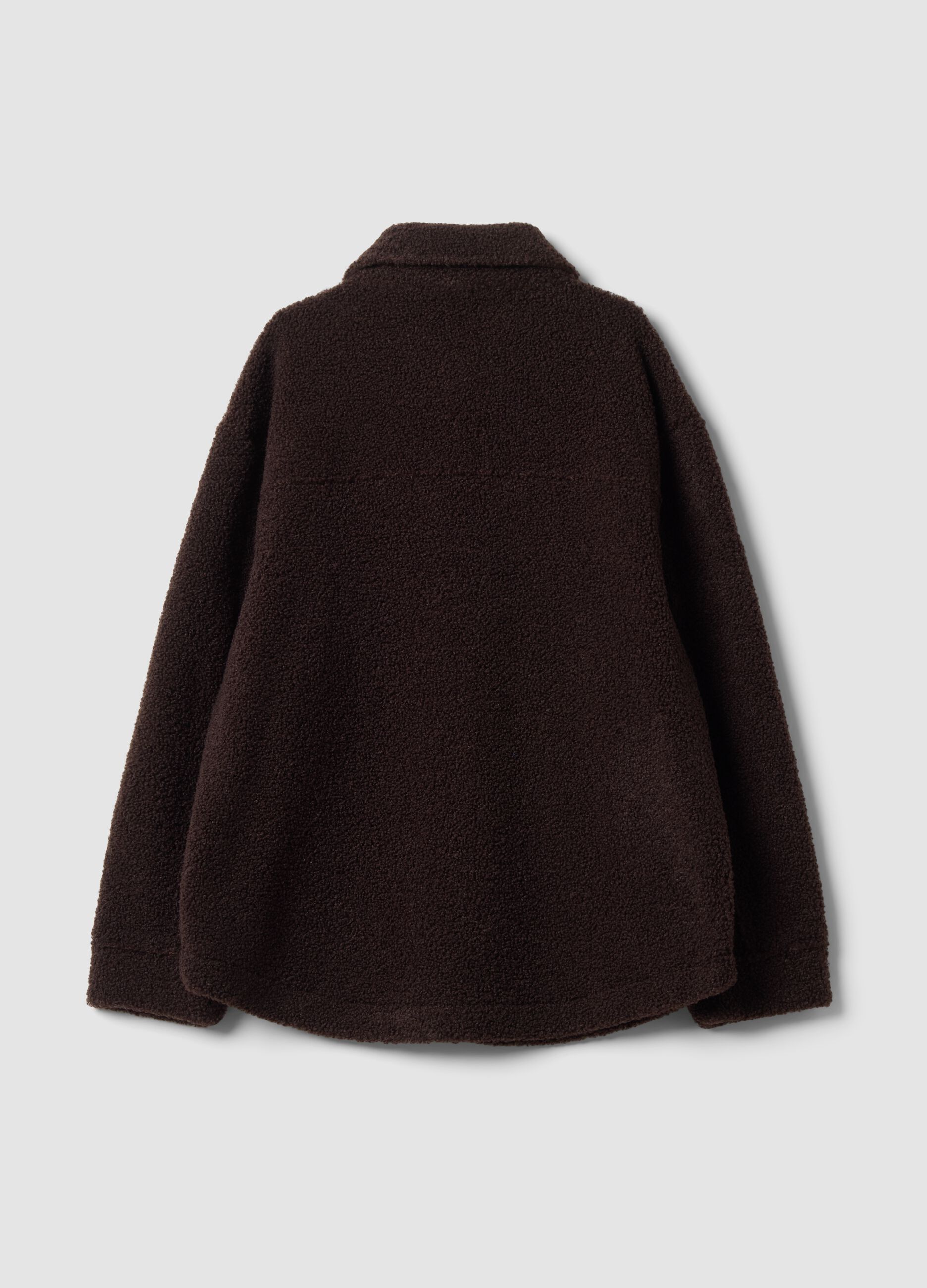Brown sherpa shacket with buttons, relaxed fit &ndash; ALTAVIA STUDIO