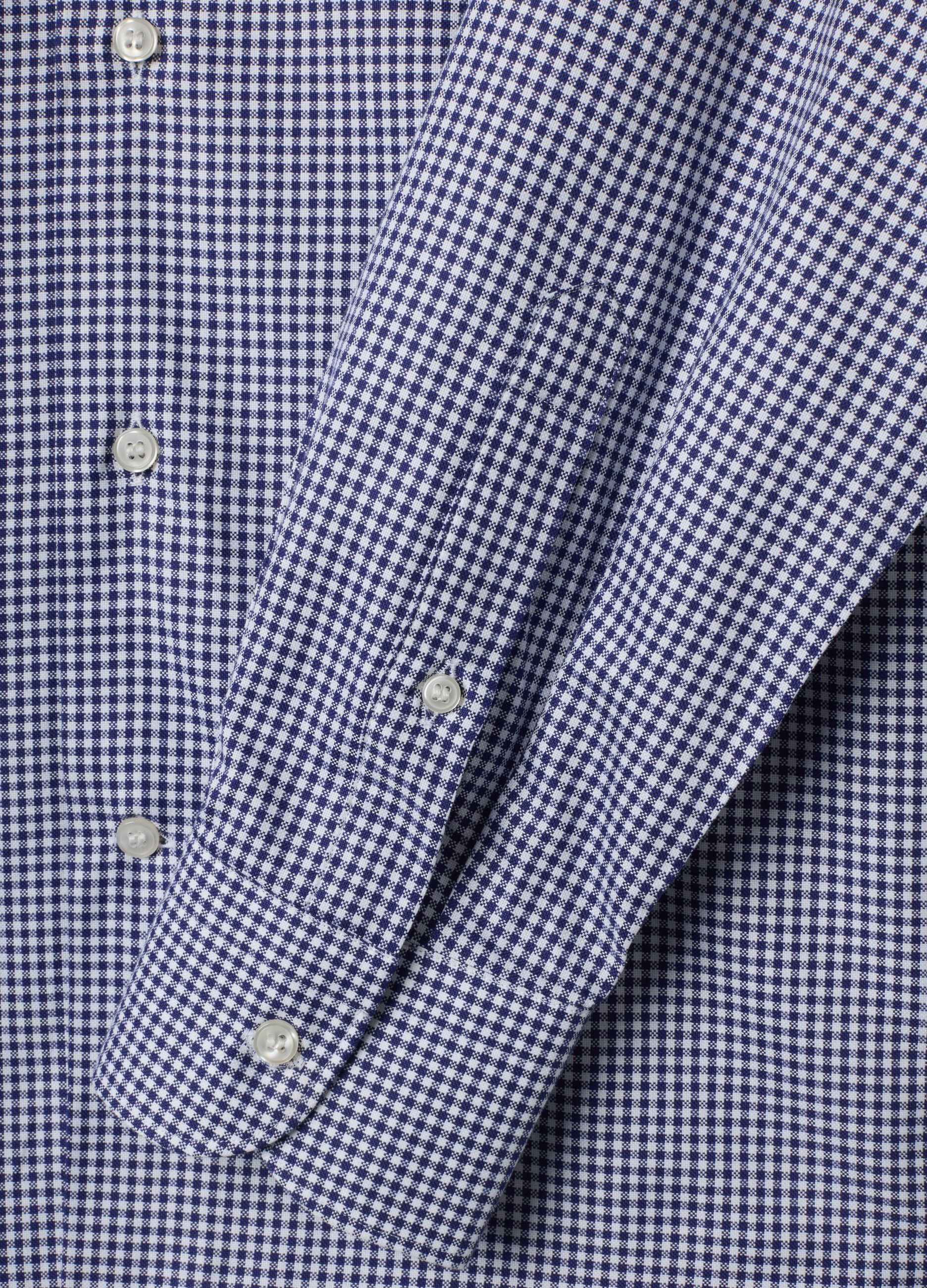 Blue cotton oxford checked shirt, regular fit