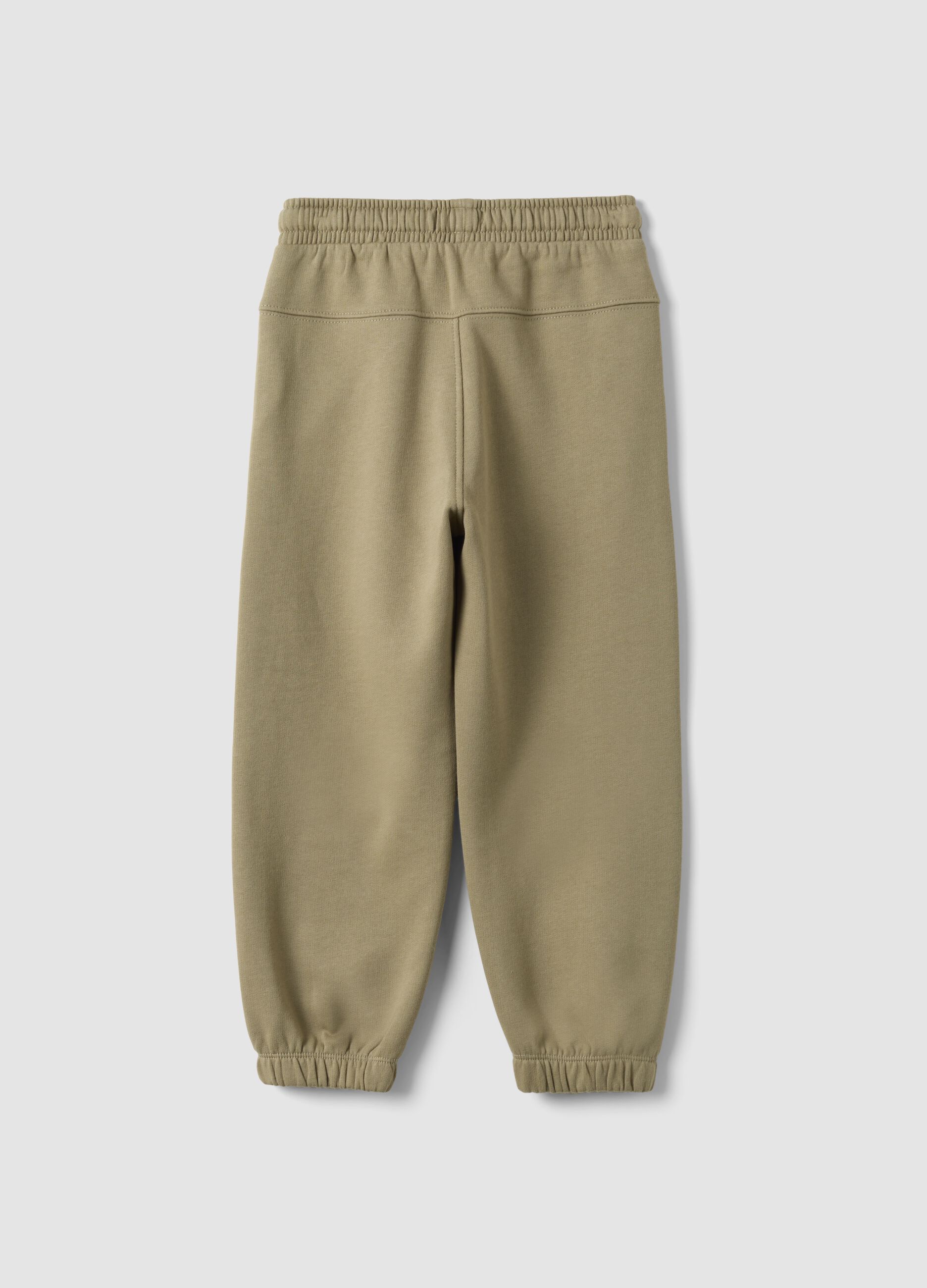 Beige pure cotton fleece over-fit jogger trousers