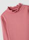 Pink stretch organic cotton T-shirt with raised neck_2