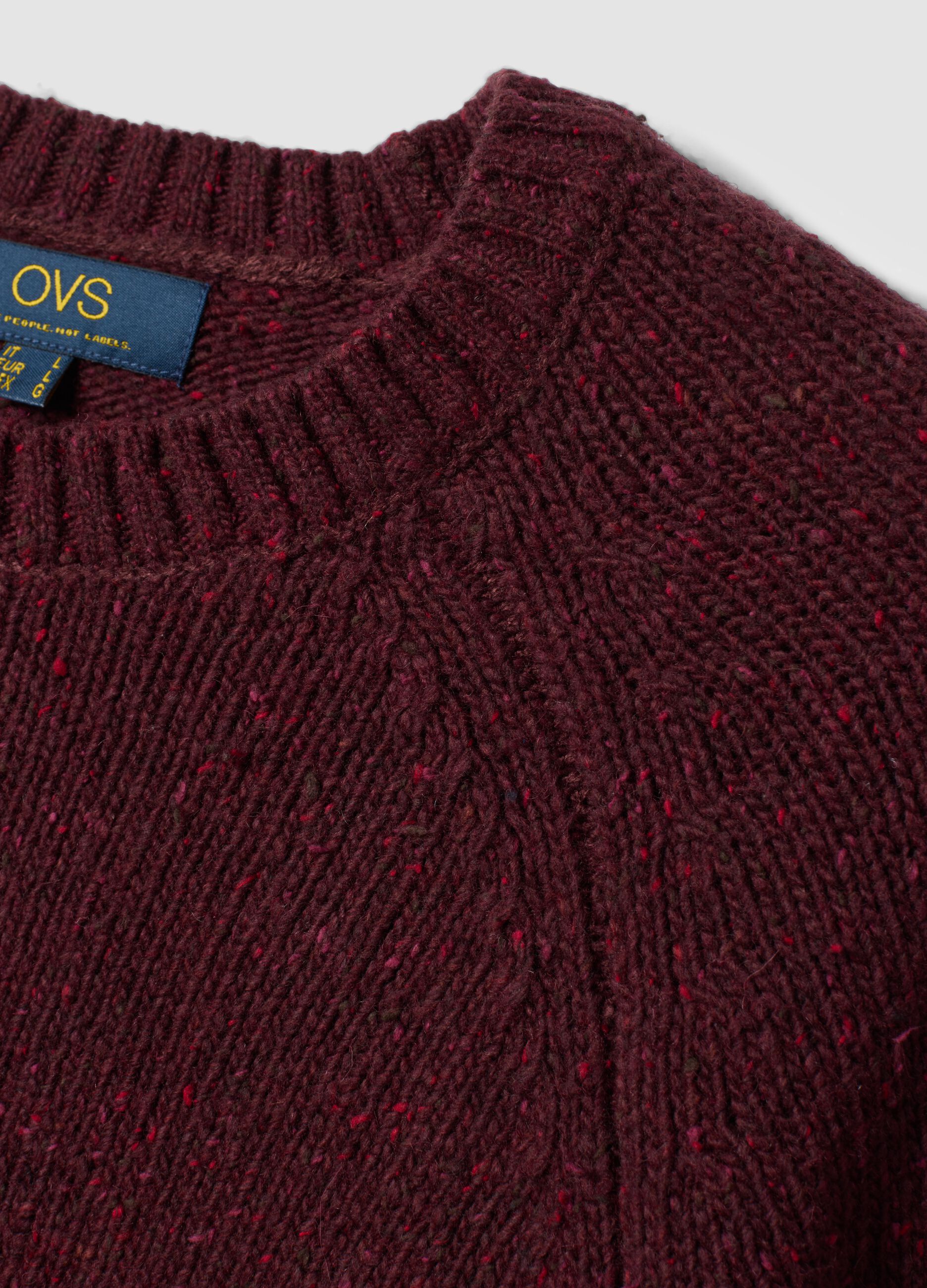 Red crew-neck cotton and wool-blend jumper