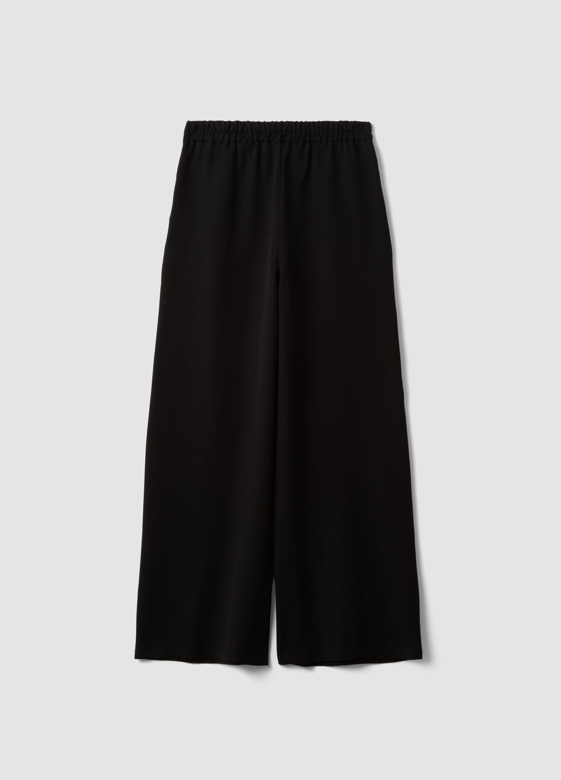 Black stretch viscose regular-fit trousers