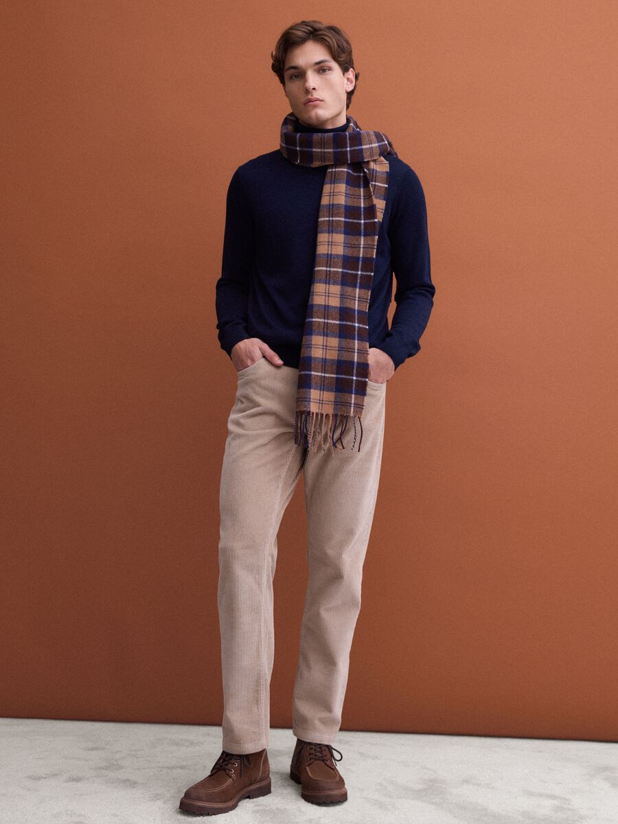 Navy blue pure merino wool turtleneck jumper, regular fit_1