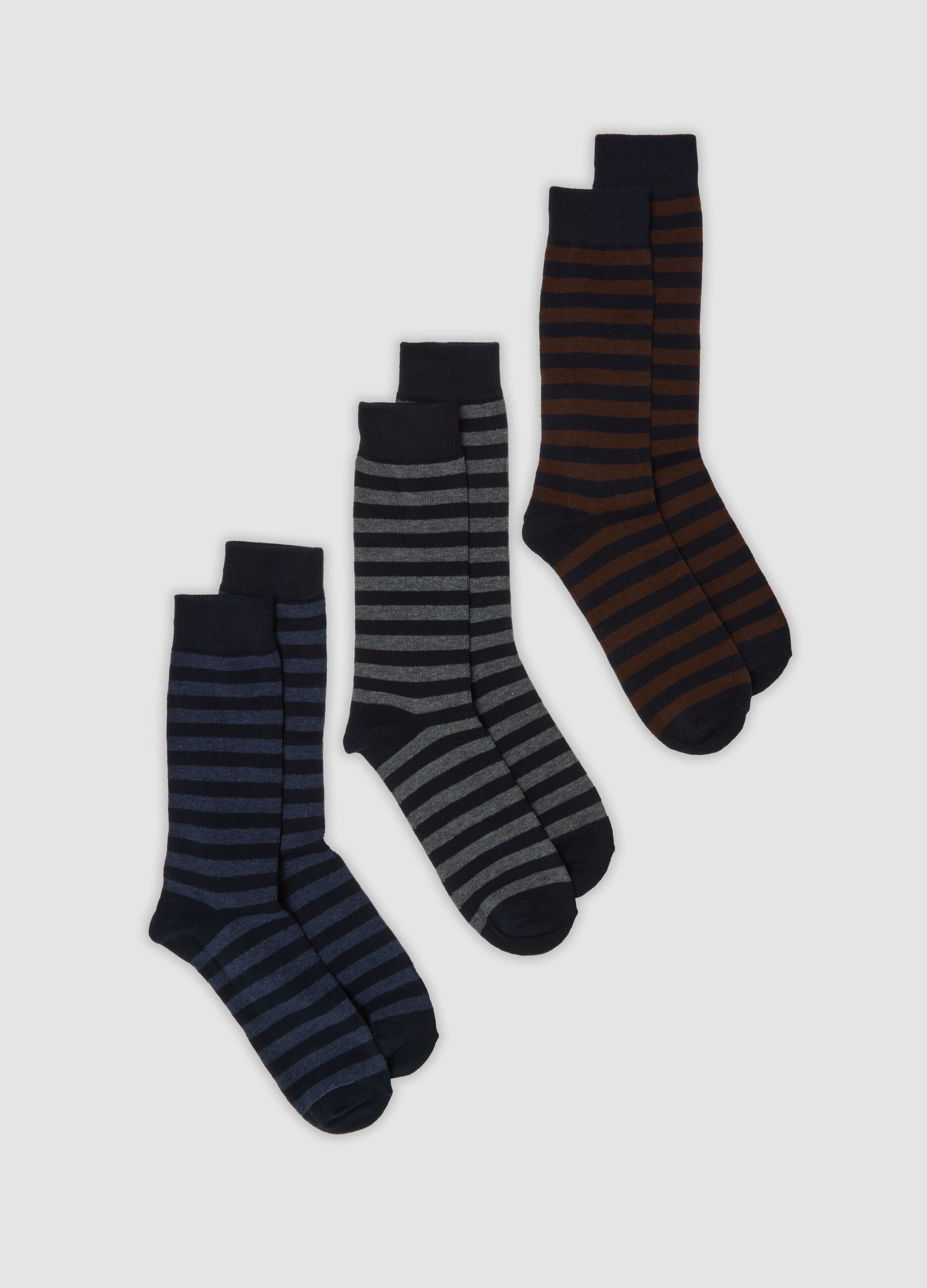 3-pack of blue organic stretch cotton mid-calf socks