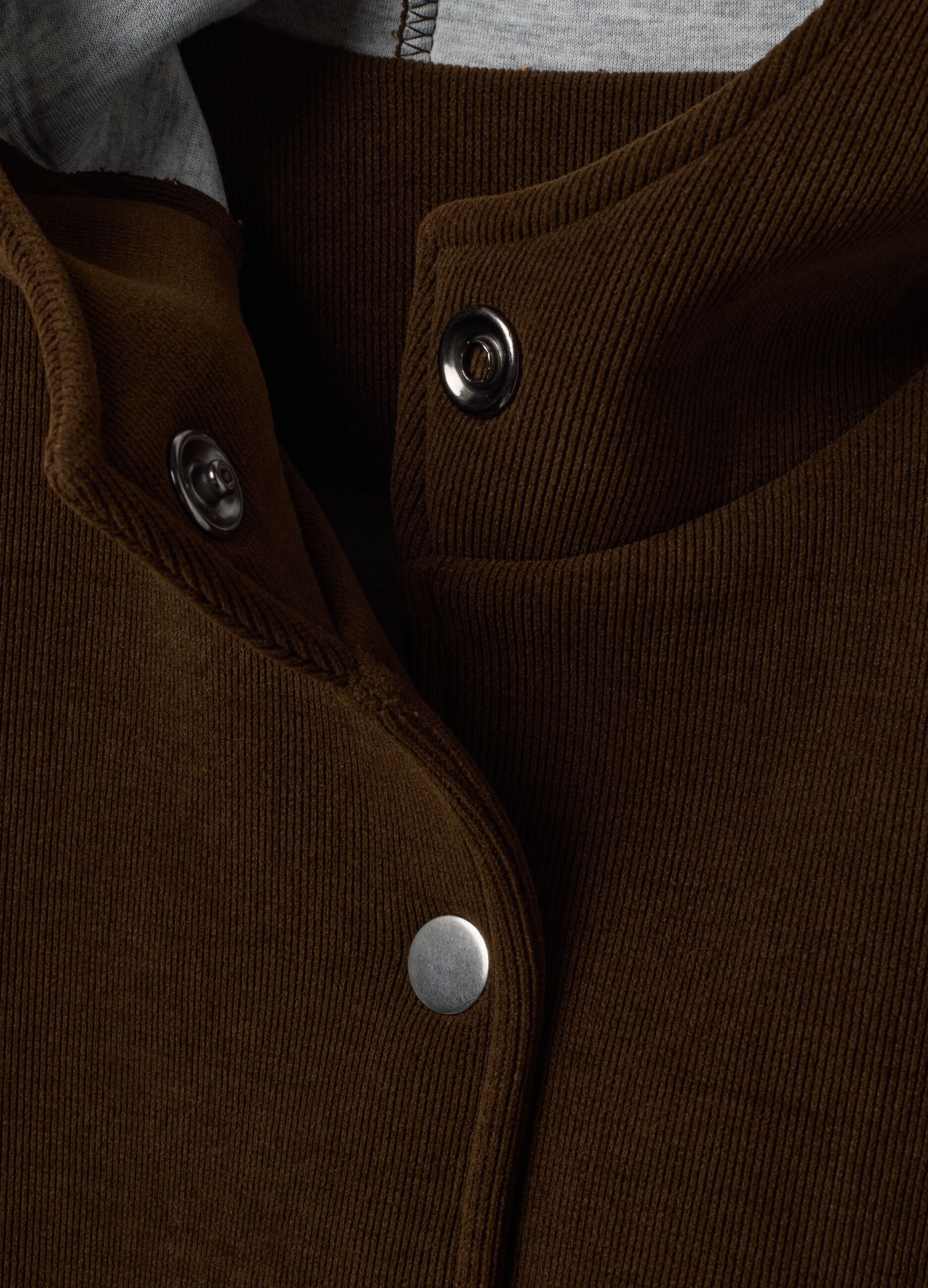 Brown hooded coat in stretch viscose, regular fit