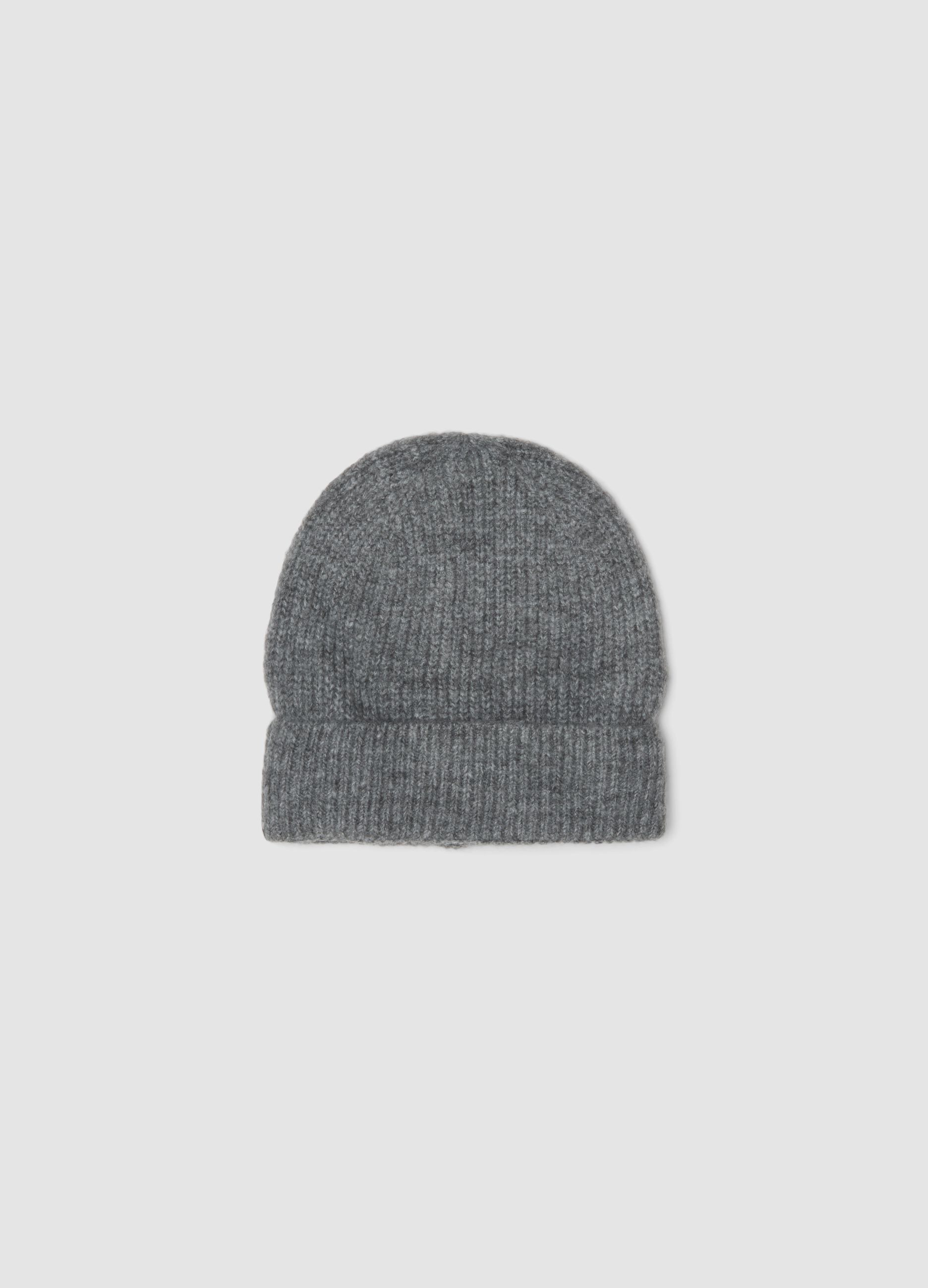 Cappello grigio melange in tessuto elasticizzato