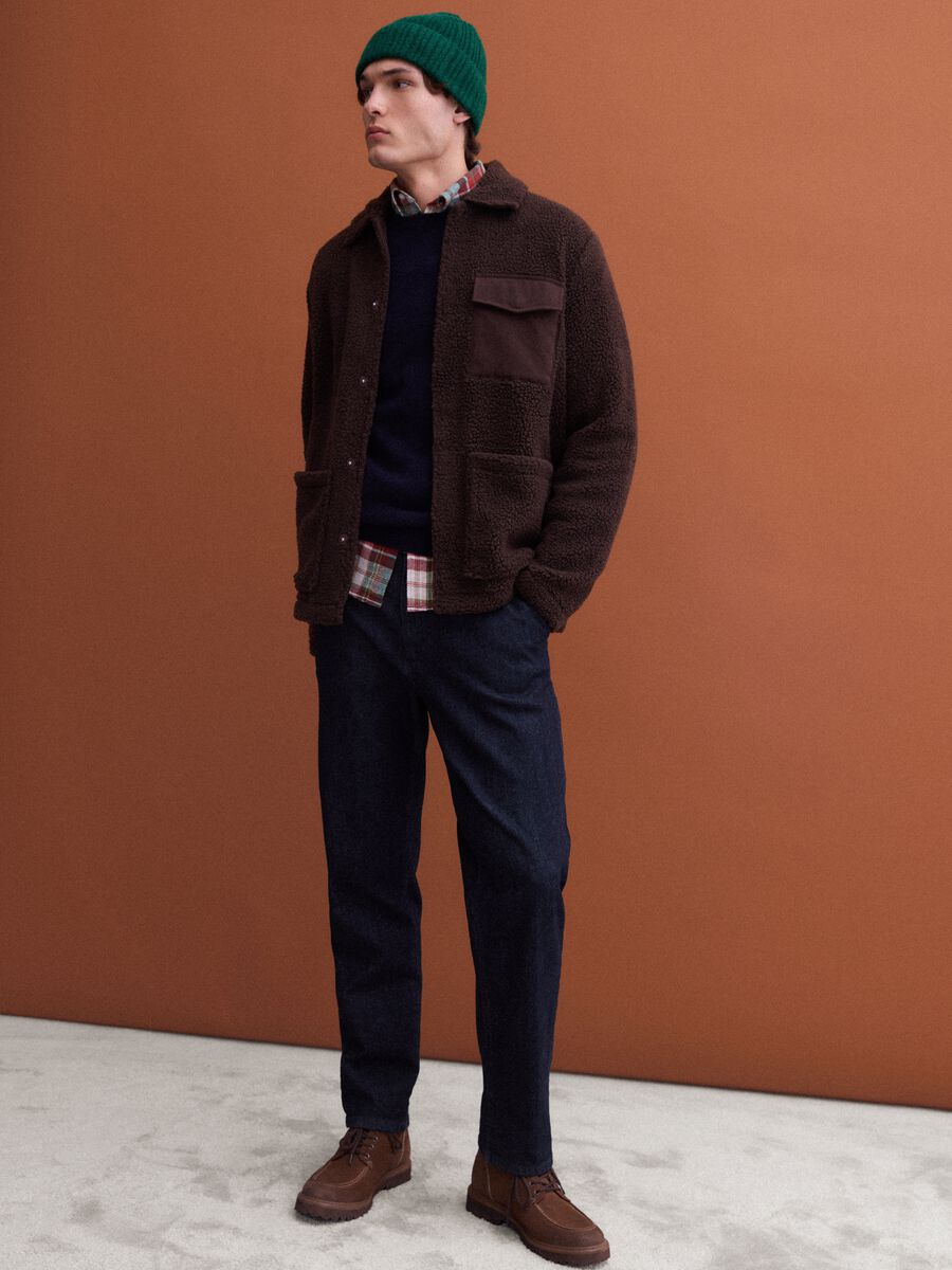 Brown regular-fit sweatshirt with collar_1