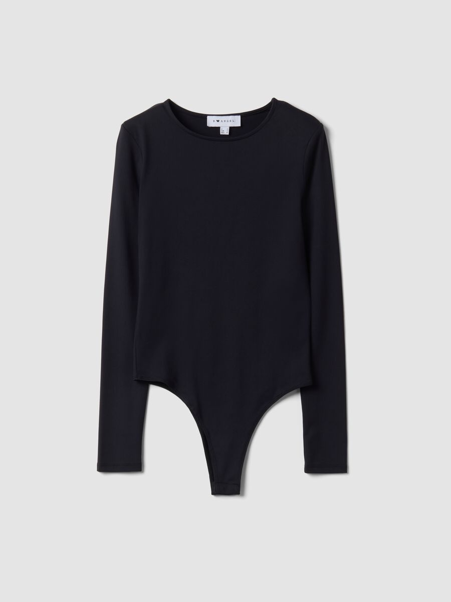 Blue stretch crew-neck bodysuit_0
