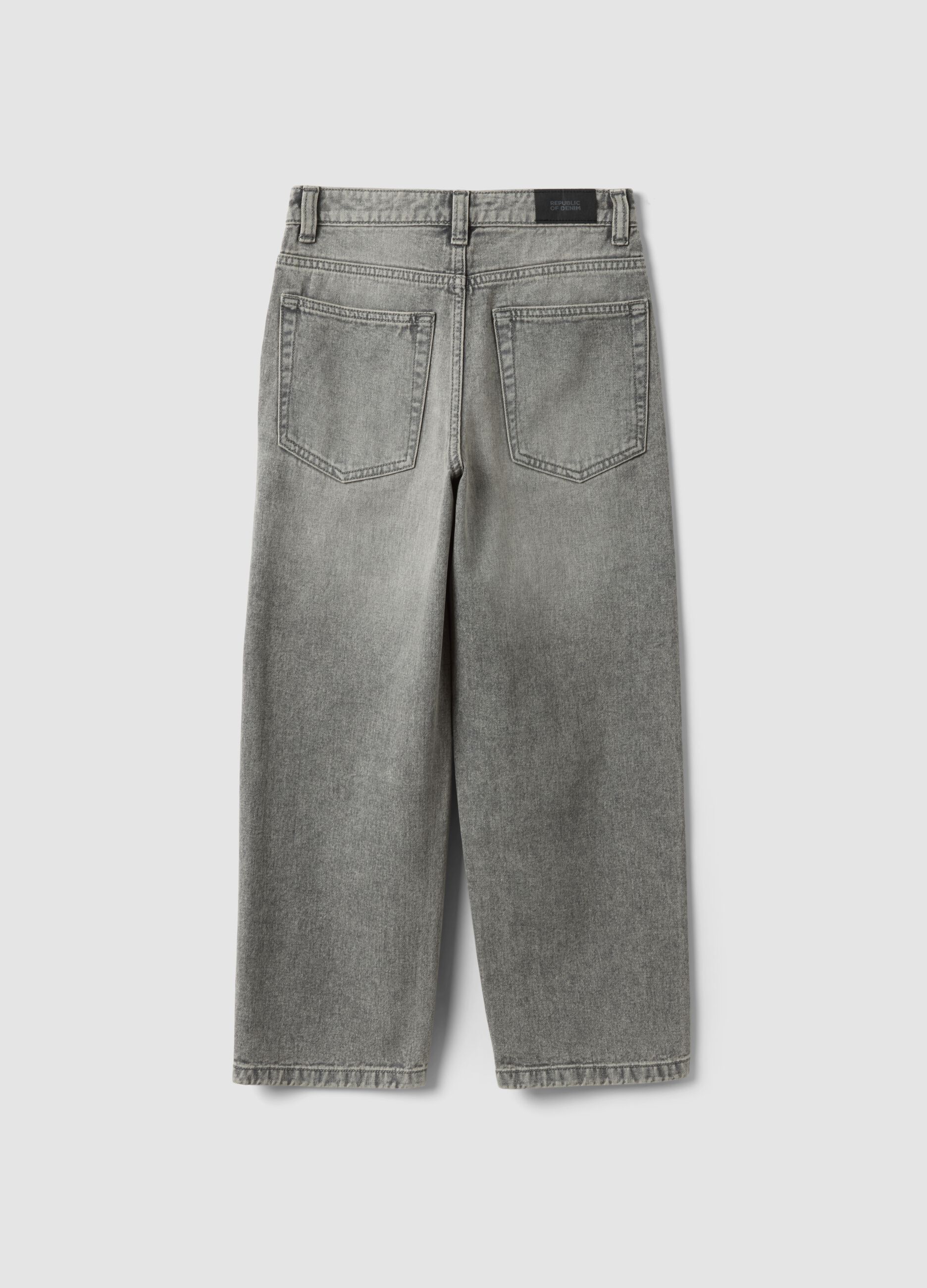Jeans grigi in puro cotone skater fit