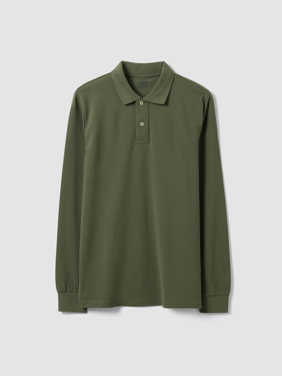 Green long-sleeve organic cotton piqu&eacute; polo, regular fit_4