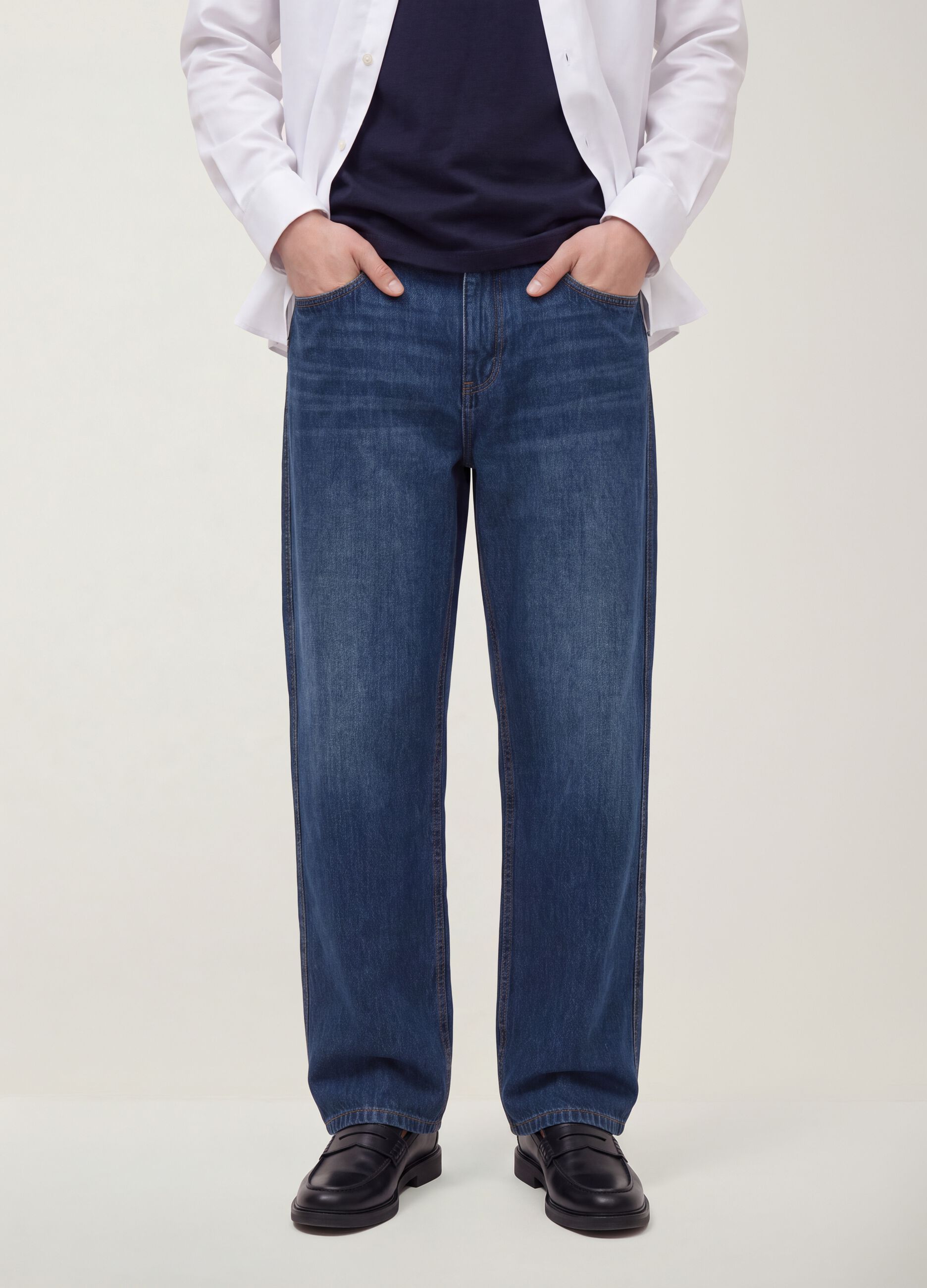 Relaxed fit pure cotton denim jeans