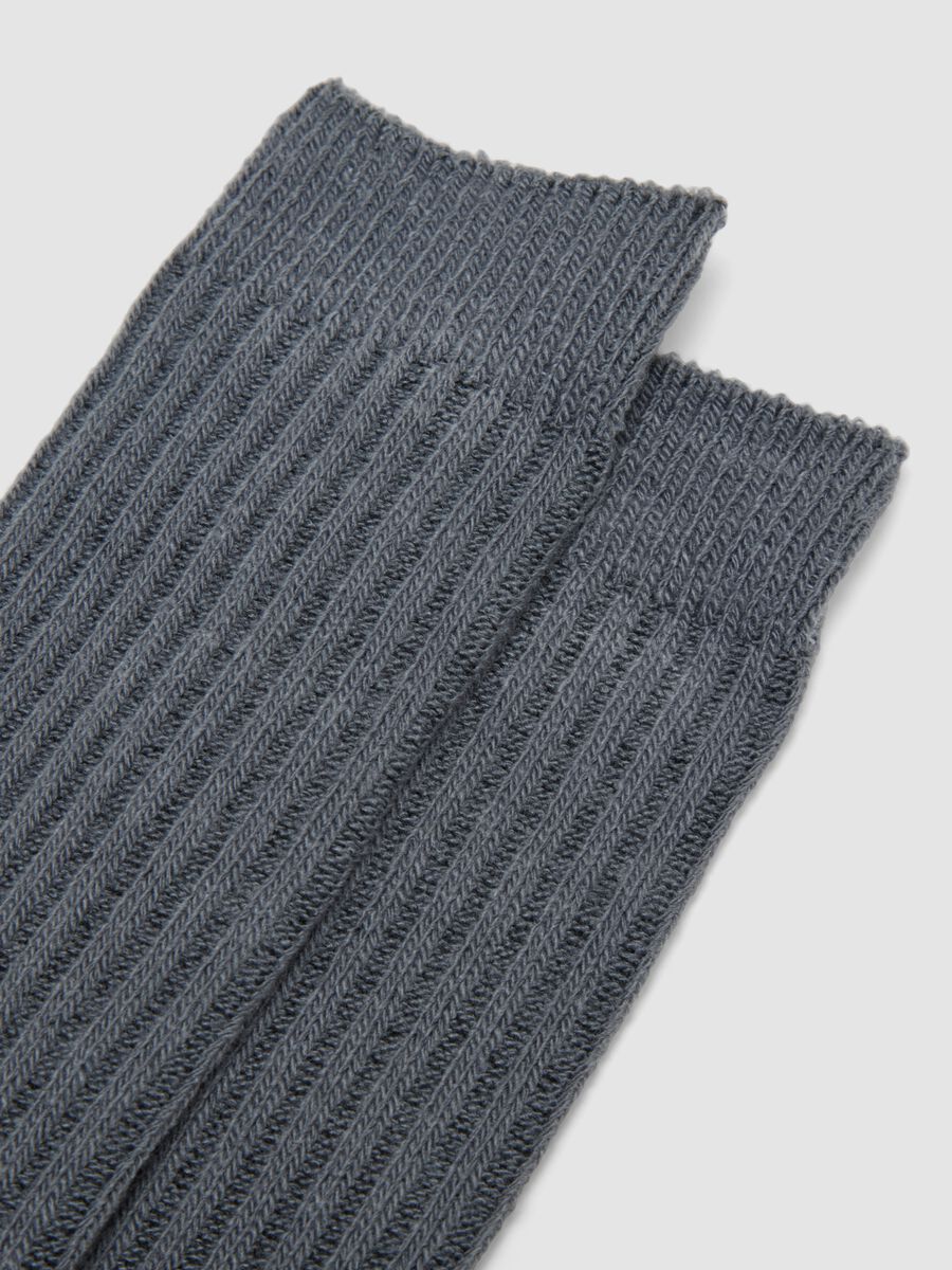 Grey ribbed stretch-fabric socks_2