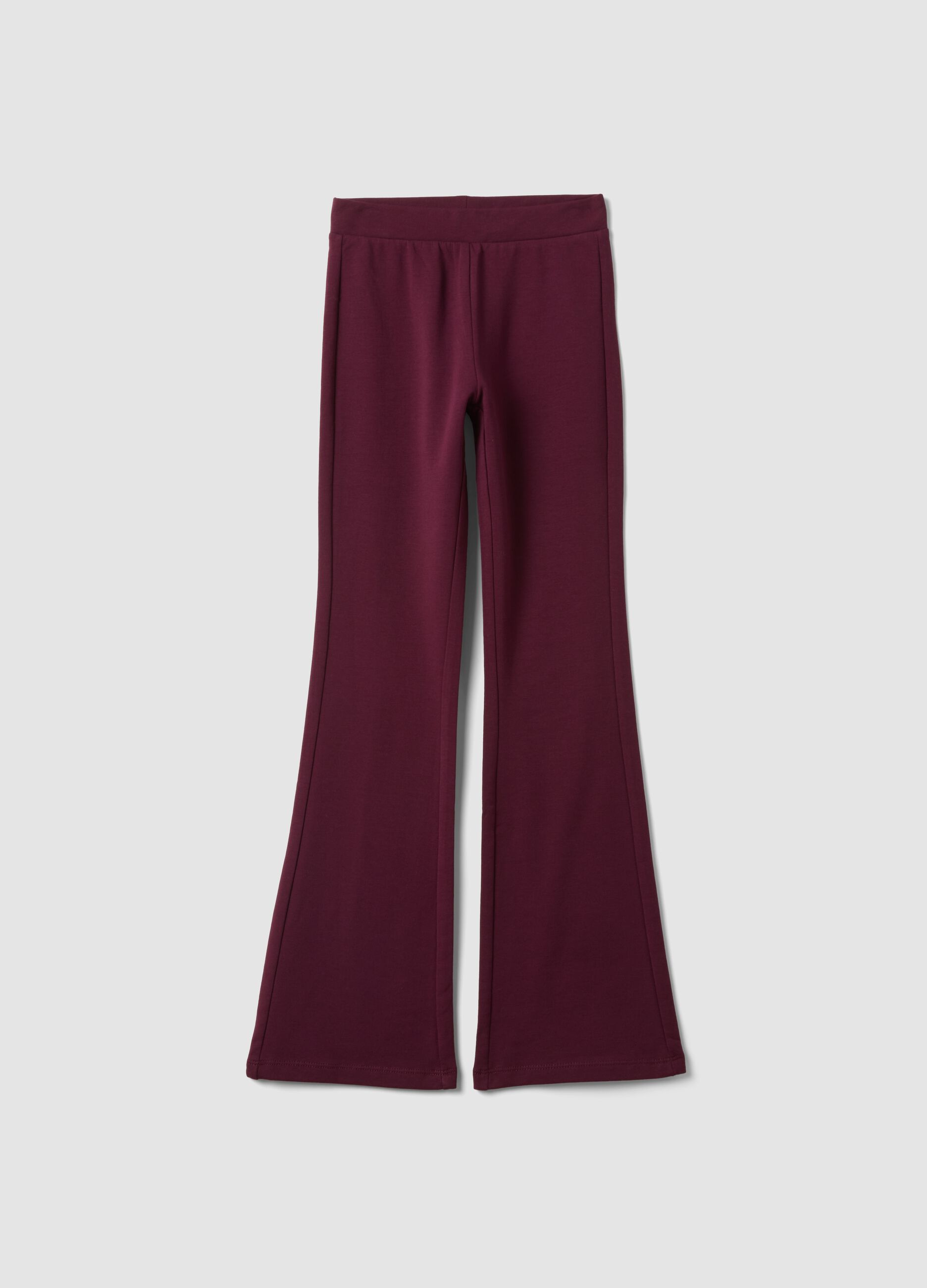 Leggings viola prugna flare in cotone elasticizzato